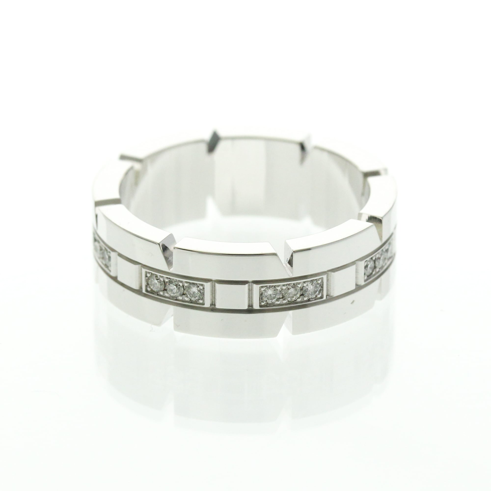 Cartier Tank Francaise Ring 18K White Gold And Diamonds Silver White_Gold Ring Jewelry (Pre-Owned)