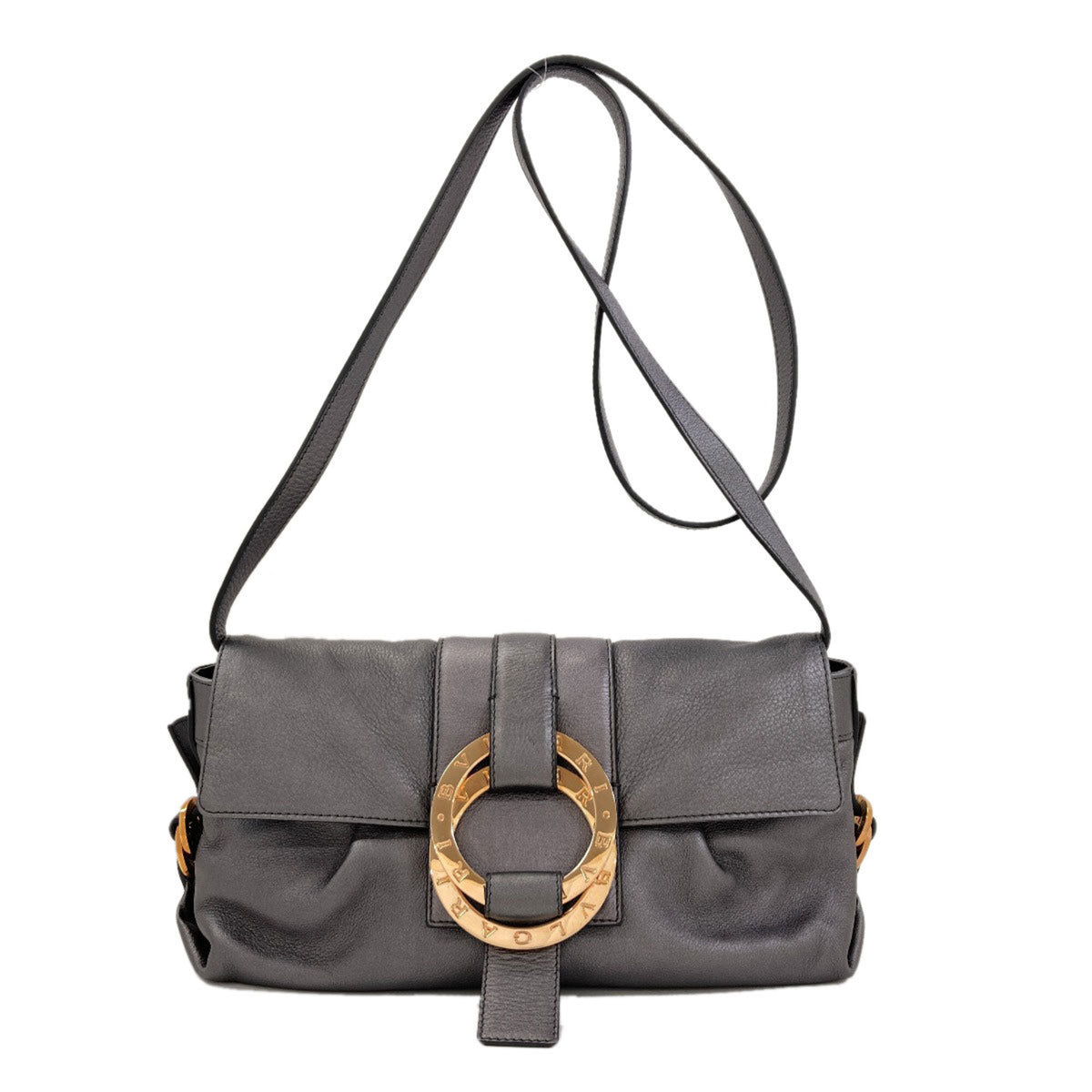 Bvlgari Gray Leather Shoulder Bag (Pre-Owned)