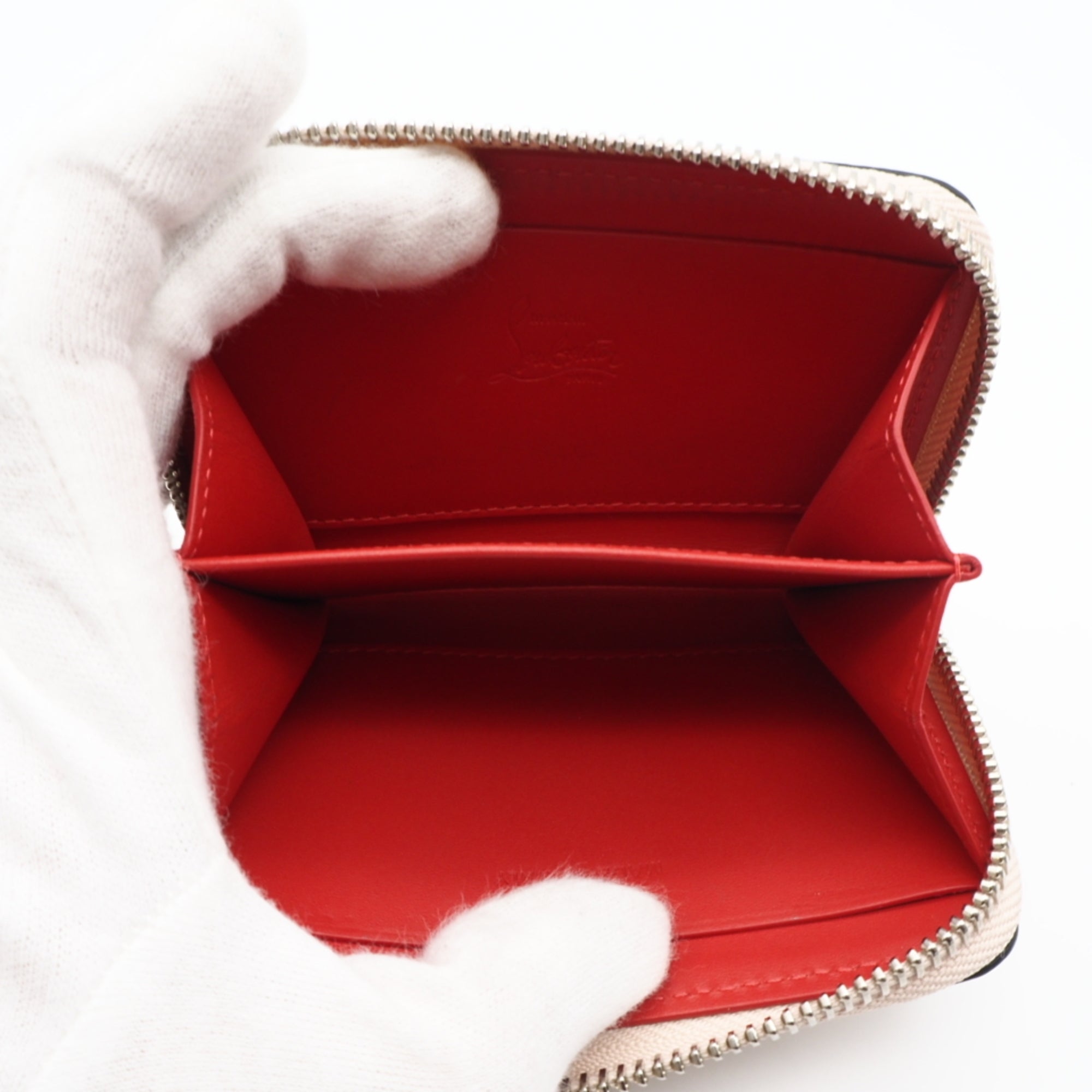 Christian Louboutin Beige Leather Coin Purse/Coin Case (Pre-Owned)