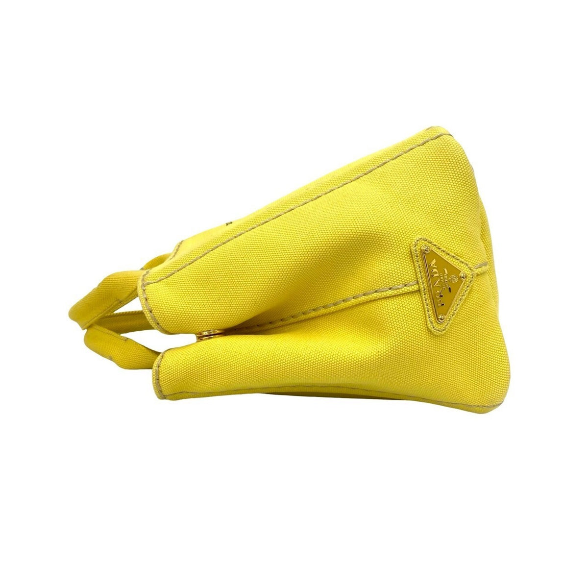 Prada Yellow Canvas Handbag Shoulder Bag Tote Bag (Pre-Owned)