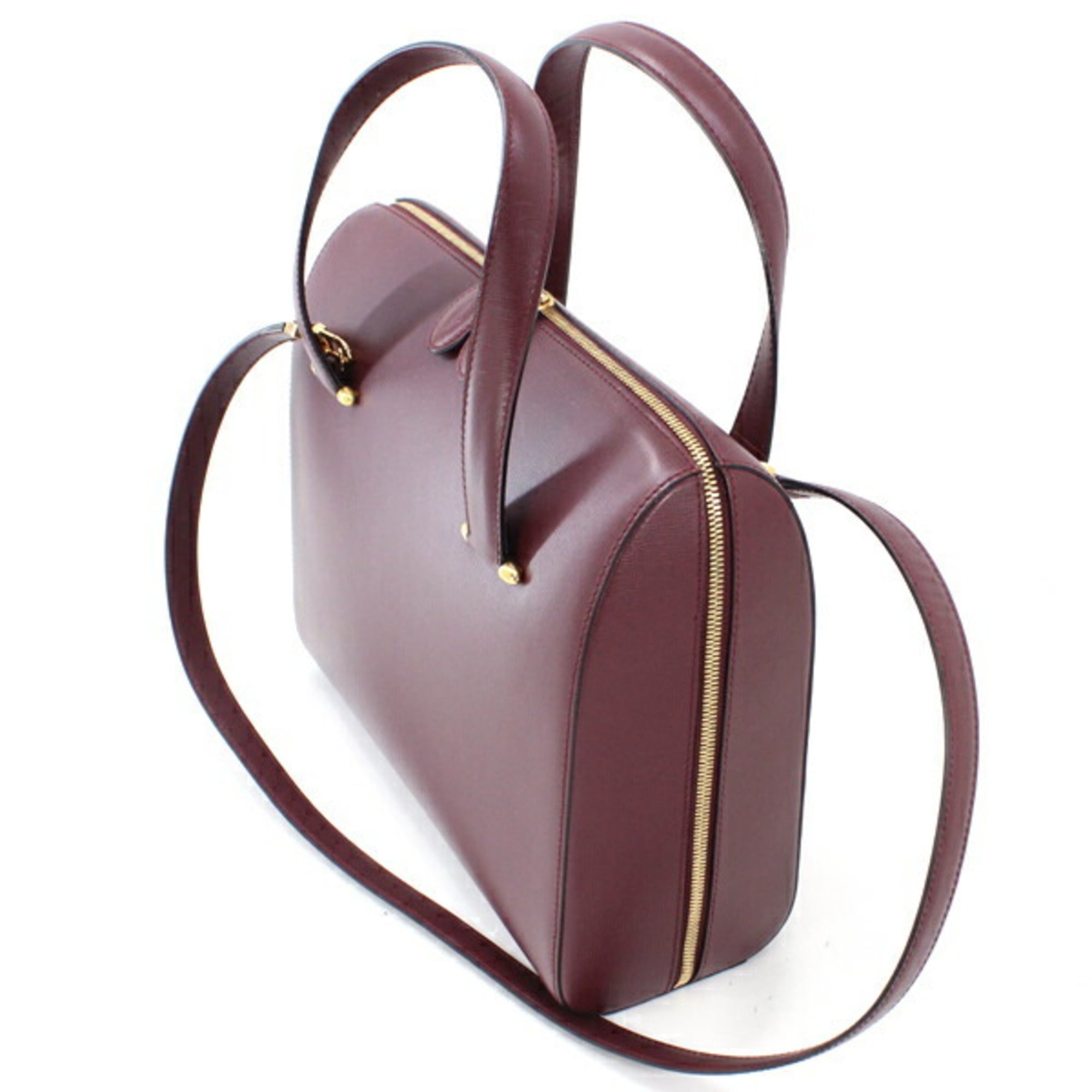 Cartier Must Bordeaux Leather Handbag Shoulder Bag (Pre-Owned)