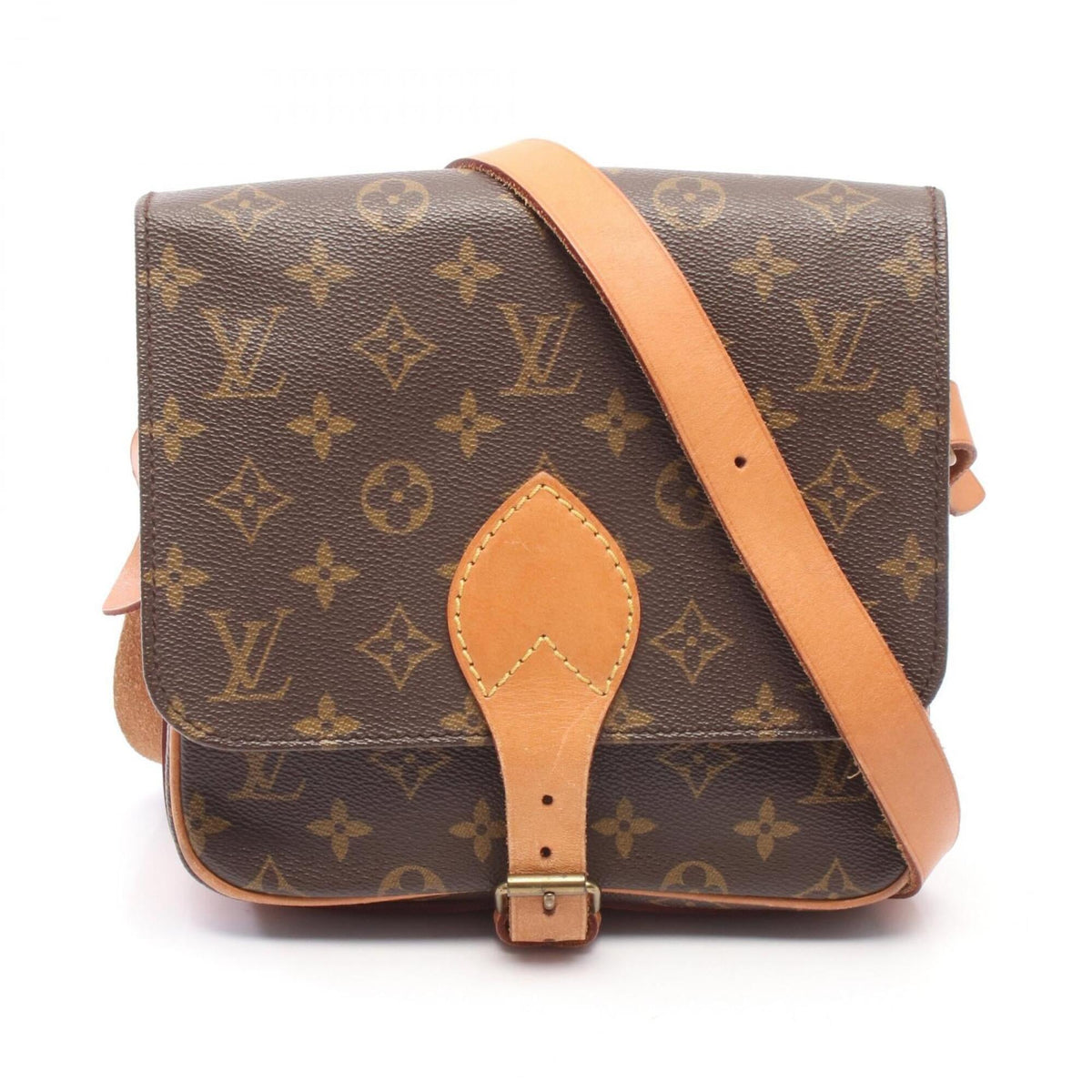 Louis Vuitton Brown Coated Canvas Leather Handbag Shoulder Bag (Pre-Owned)