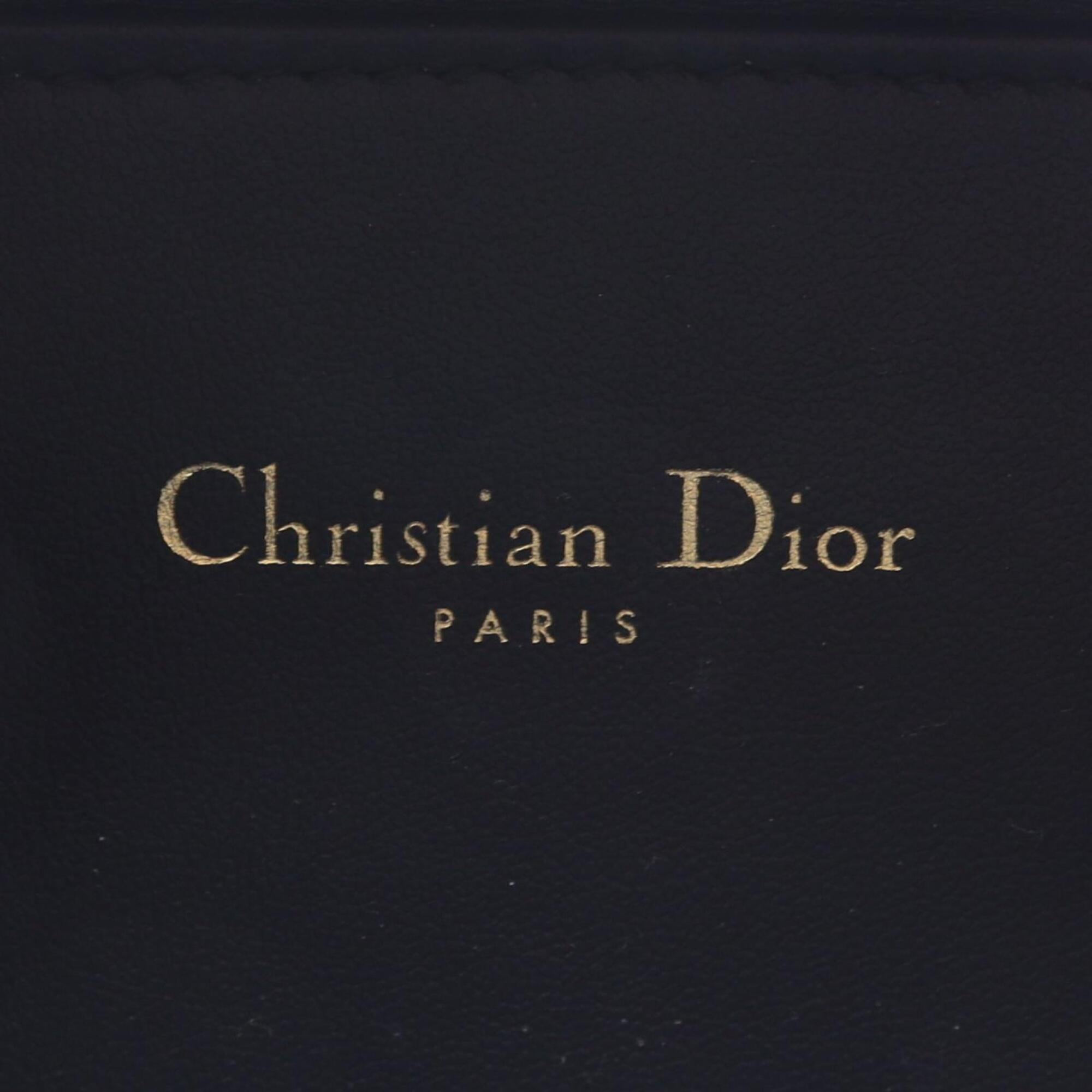 Christian Dior Ivory Navy Leather Canvas Handbag (Pre-Owned)