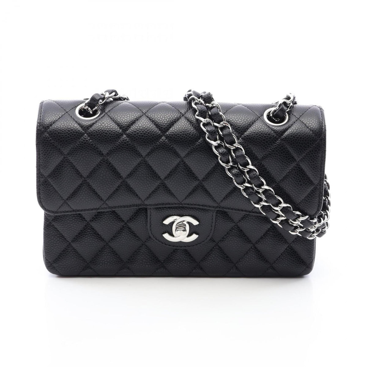 Chanel Black Grained Calfskin Handbag Shoulder Bag (Pre-Owned)