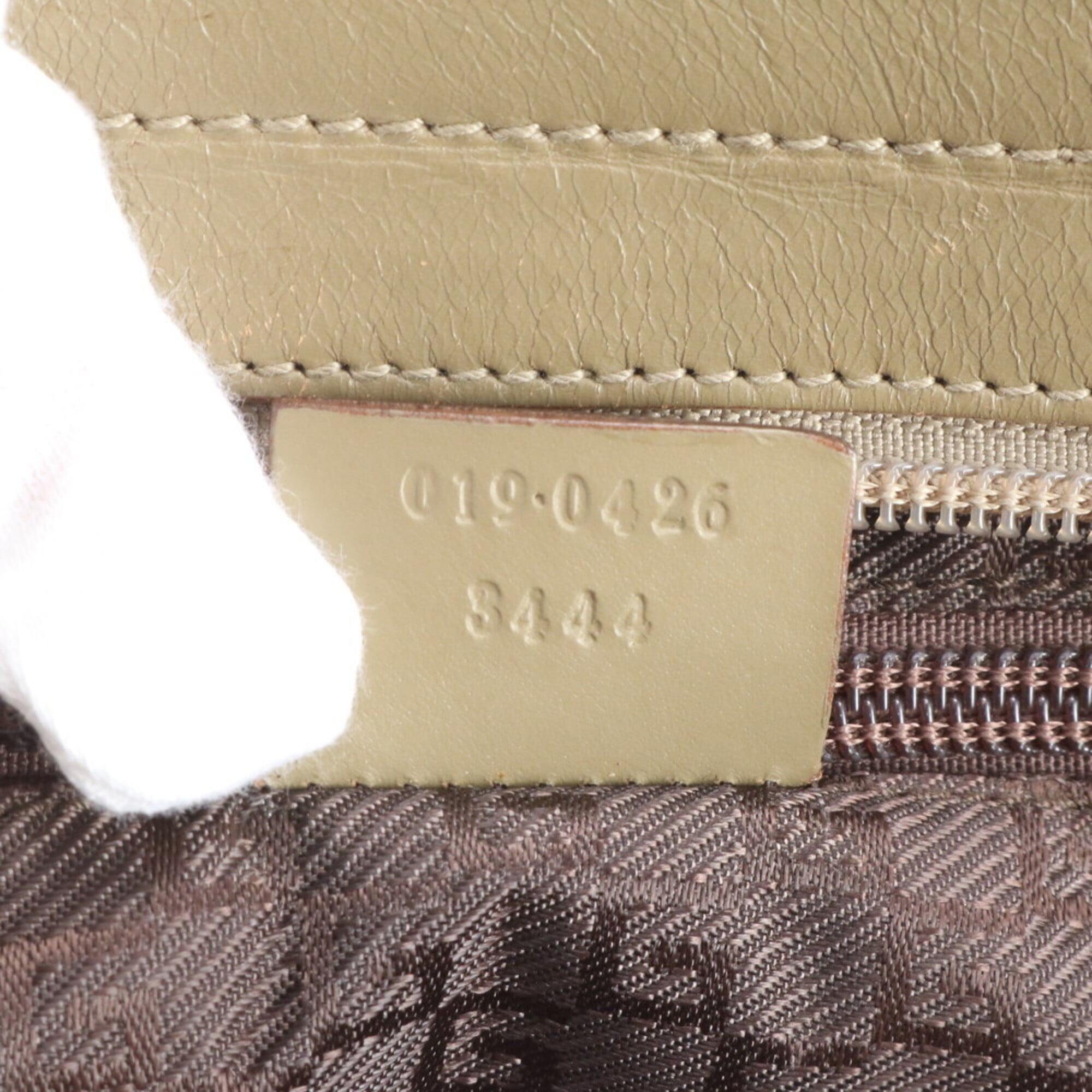 Gucci Green Khaki Leather Nylon Shoulder Bag Tote Bag (Pre-Owned)