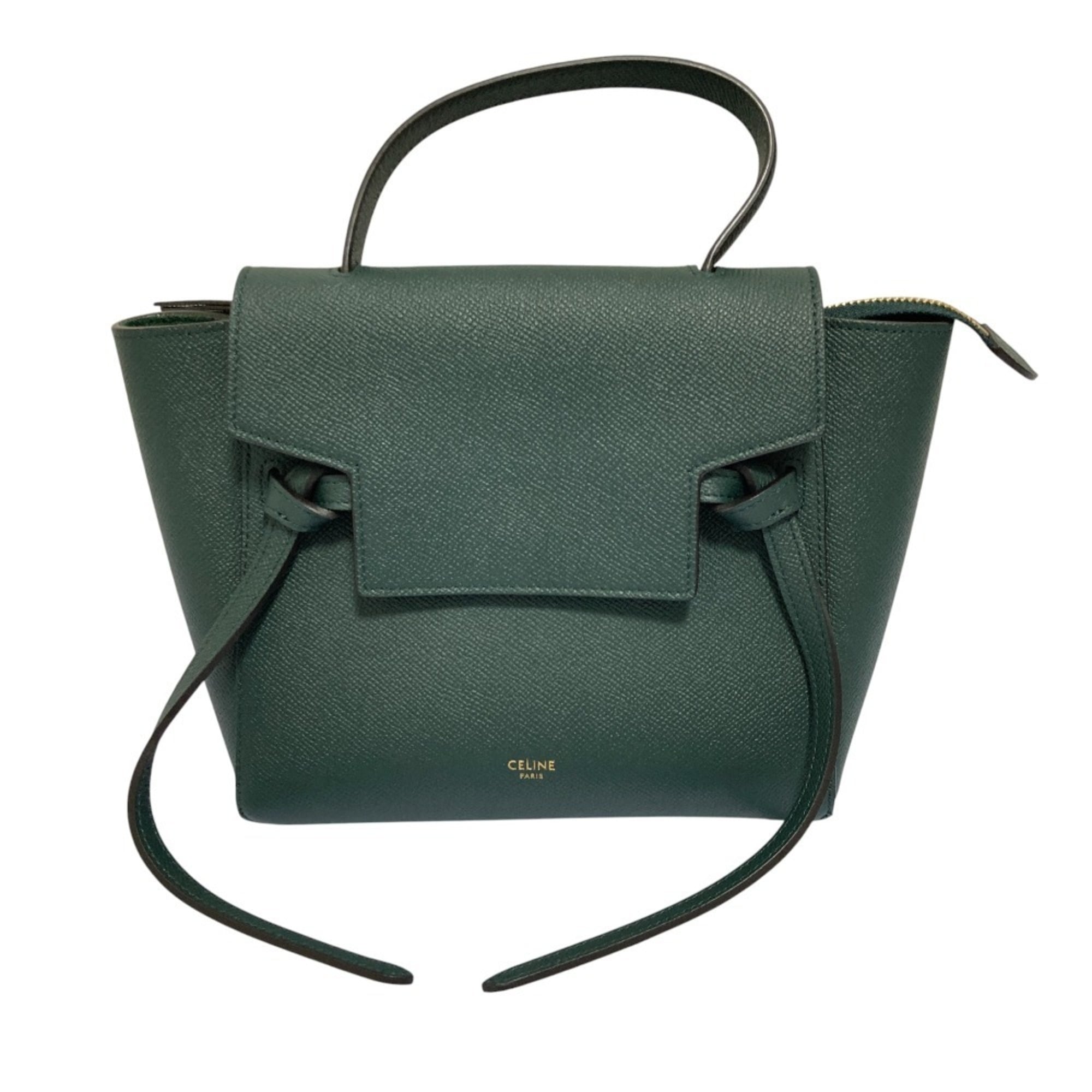 Celine Green Suede Handbag Shoulder Bag (Pre-Owned)