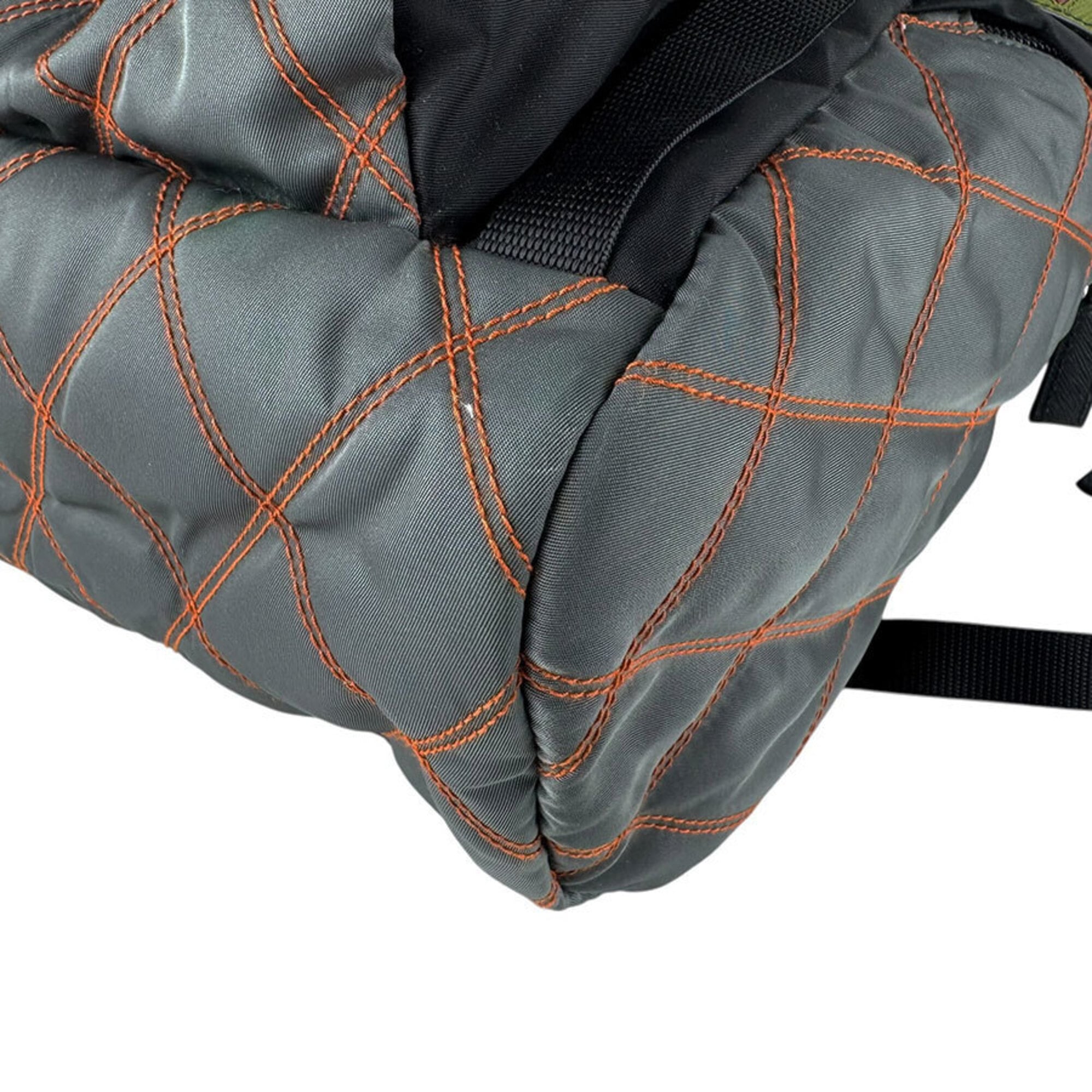 Prada Black Multi-Color Nylon Leather Backpack (Pre-Owned)