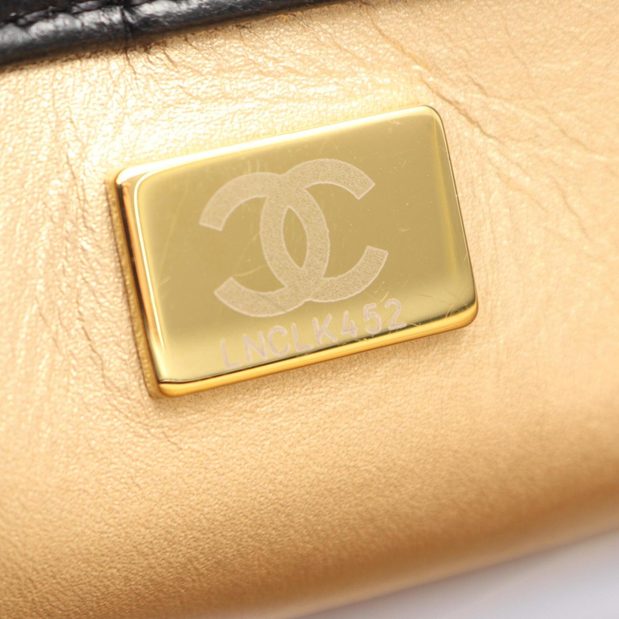 Chanel Black Leather Handbag Shoulder Bag (Pre-Owned)