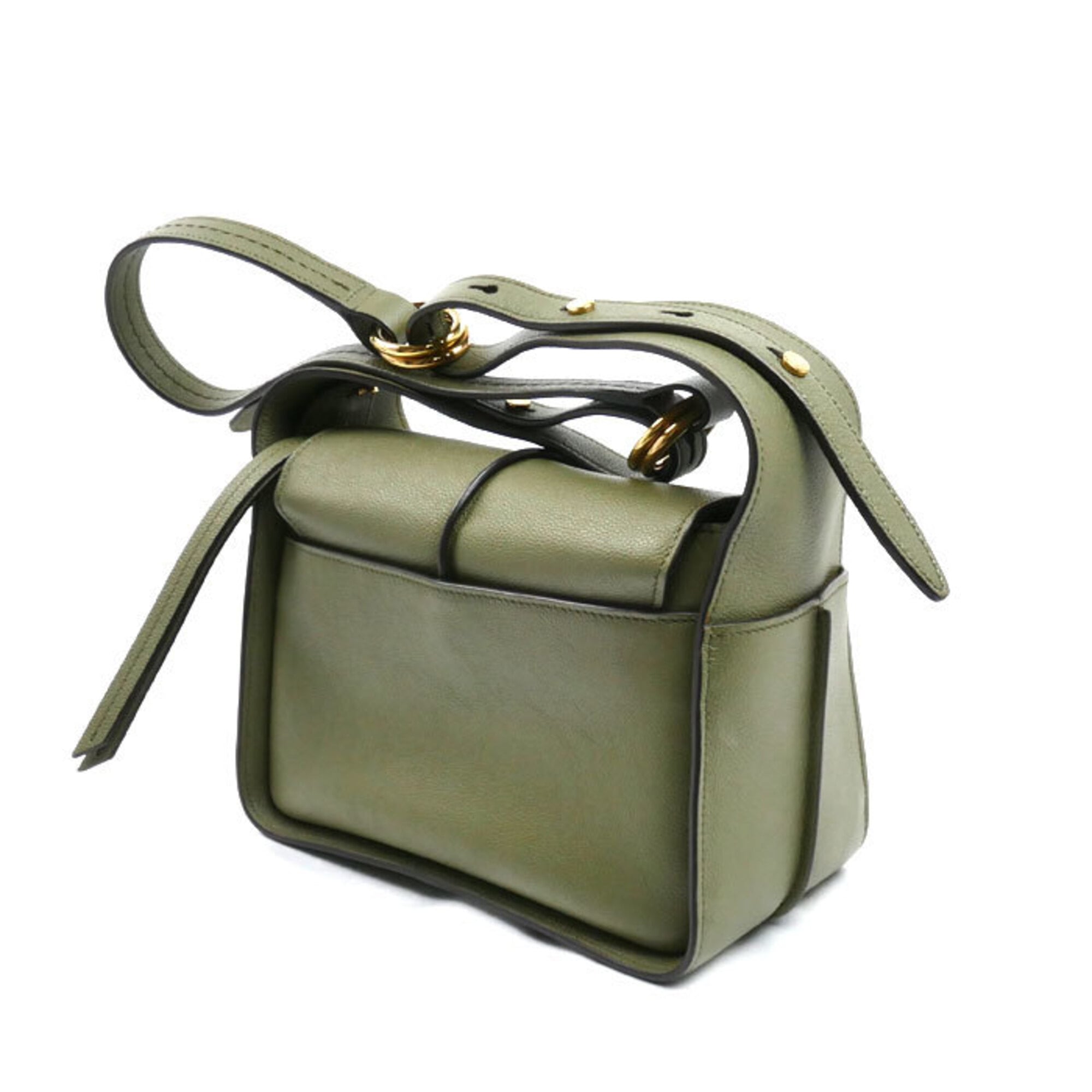 Tod's Green Olive Leather Messenger Bag Shoulder Bag (Pre-Owned)