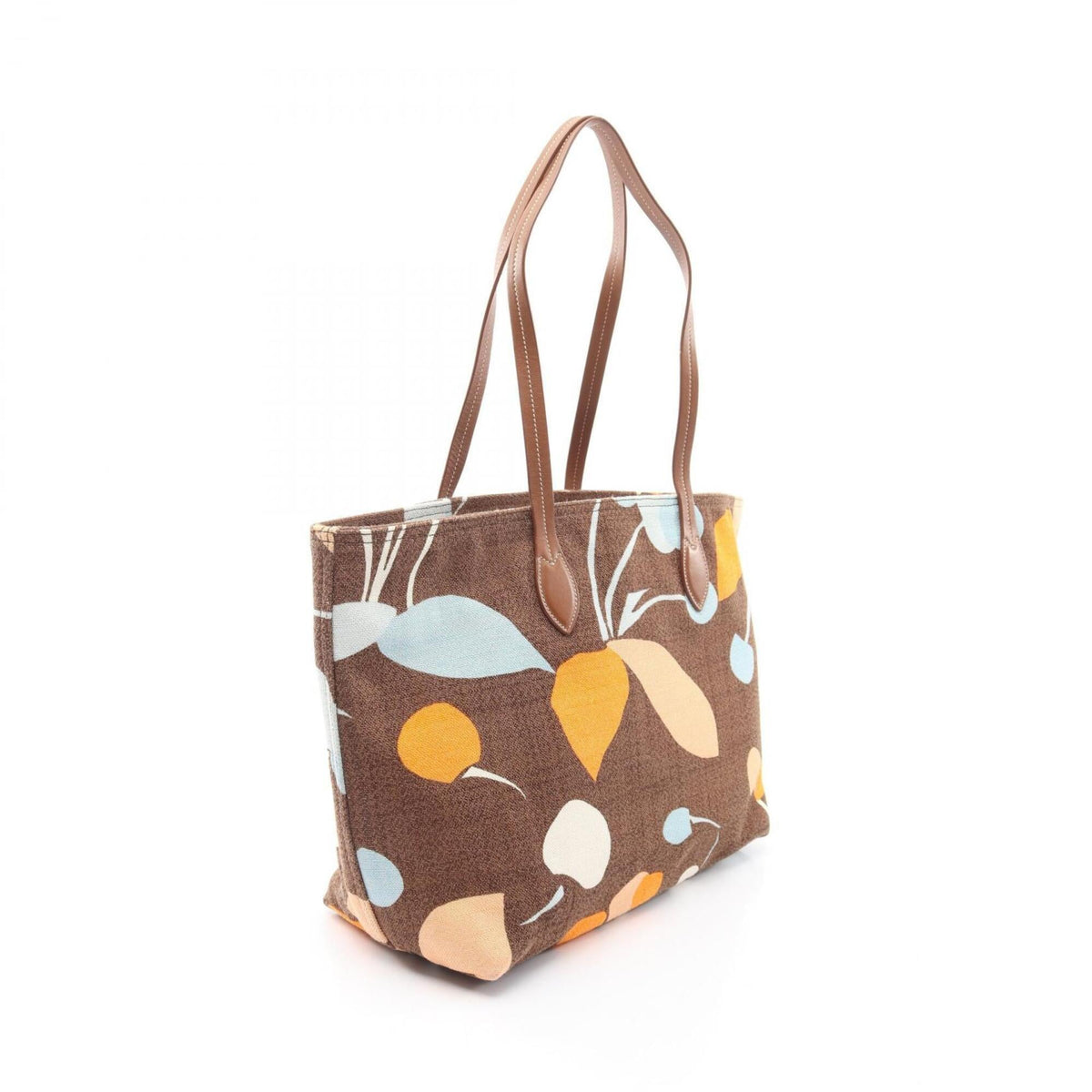 Miu Miu Brown Multi-Color Canvas Leather Handbag Tote Bag (Pre-Owned)