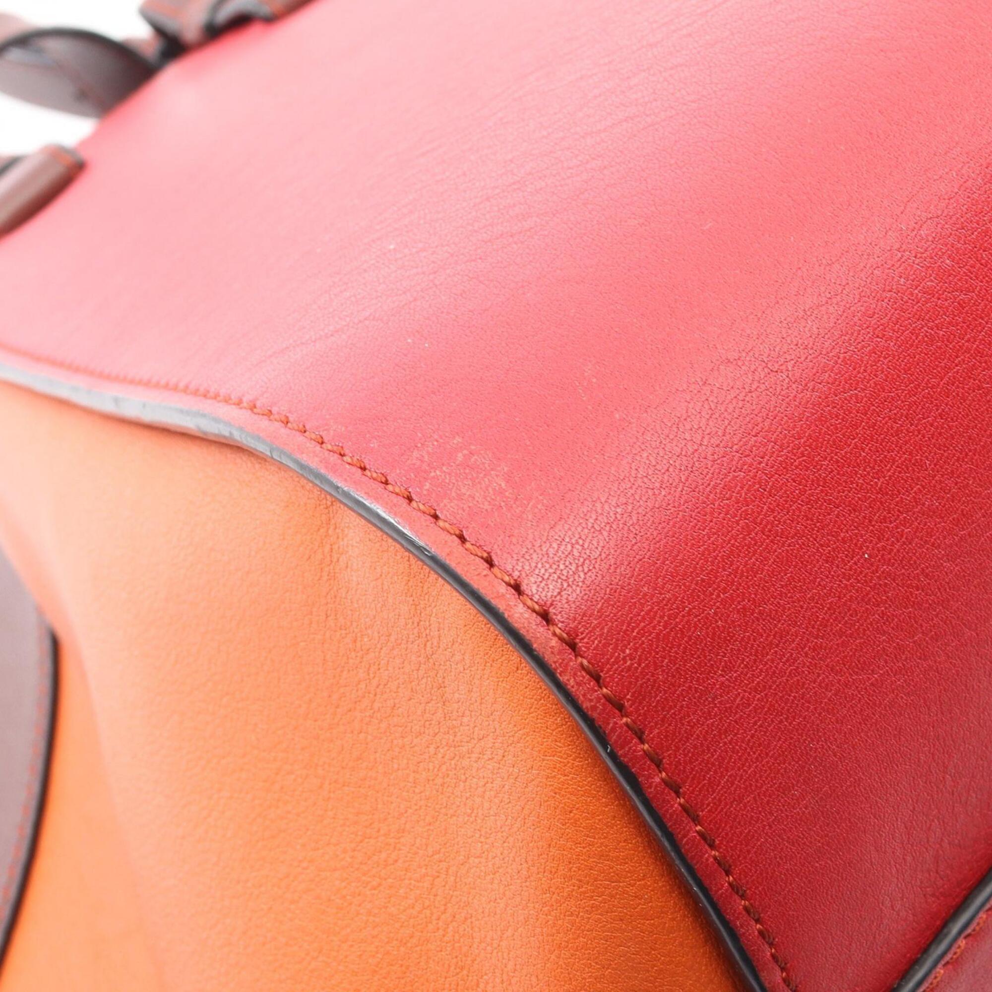 Loewe Brown Orange Red Color Leather Handbag (Pre-Owned)