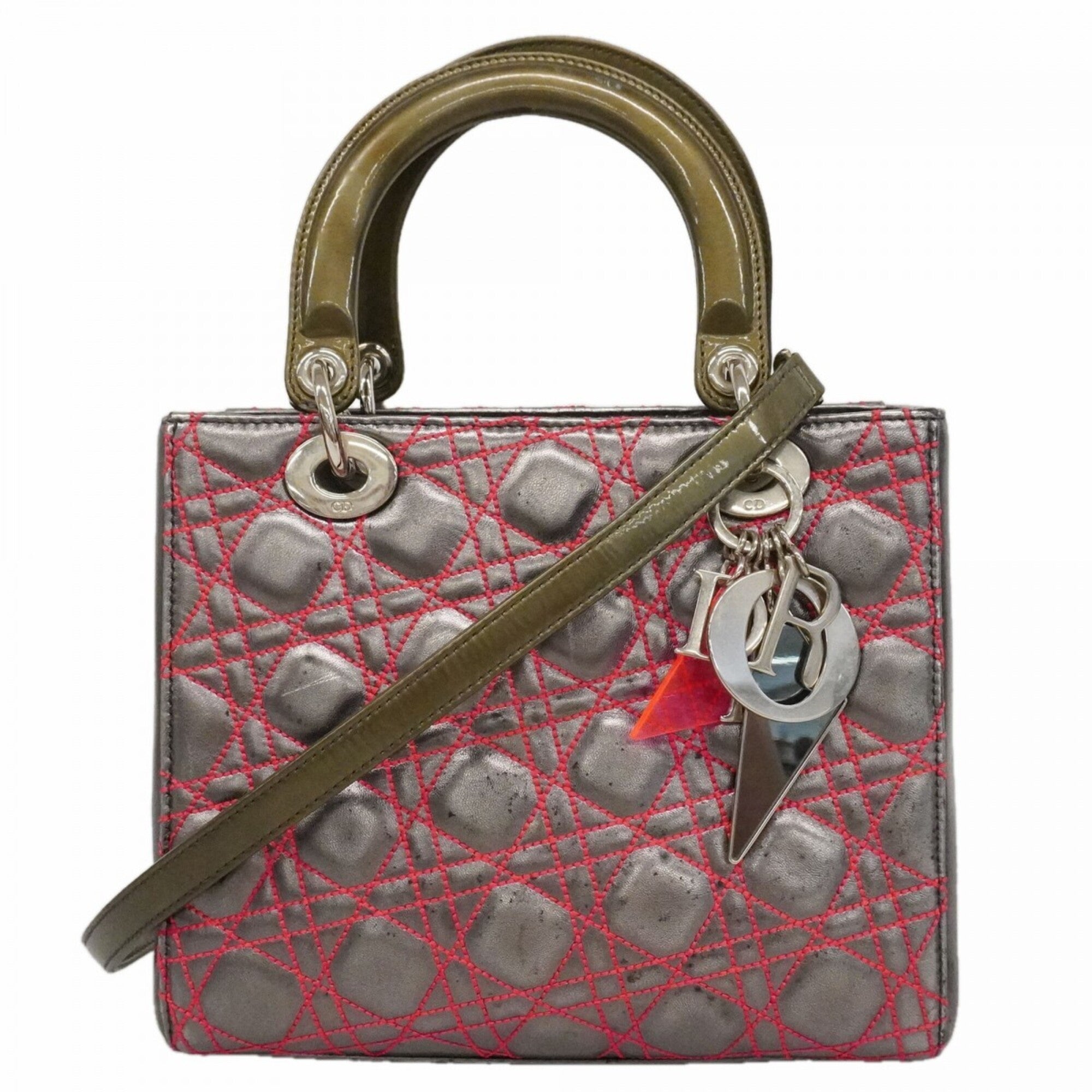 Christian Dior Pink Silver Leather Handbag (Pre-Owned)