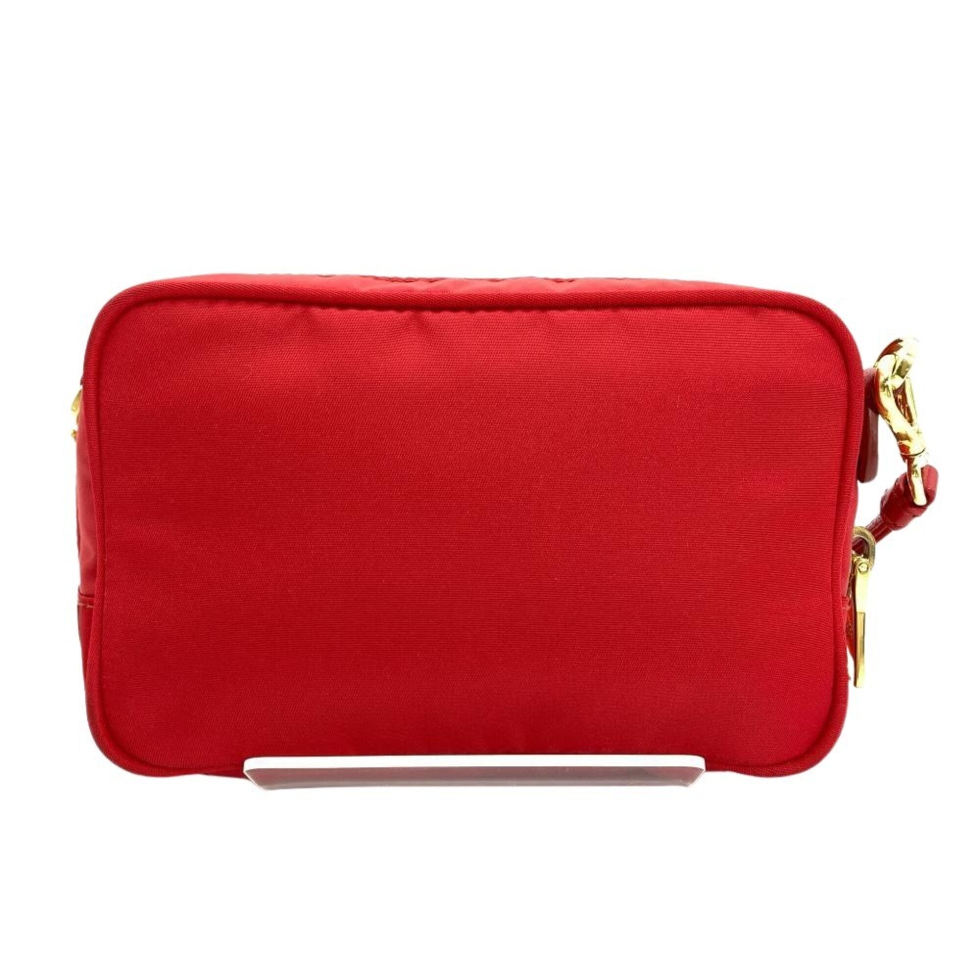 Prada Red Color Nylon Shoulder Bag (Pre-Owned)