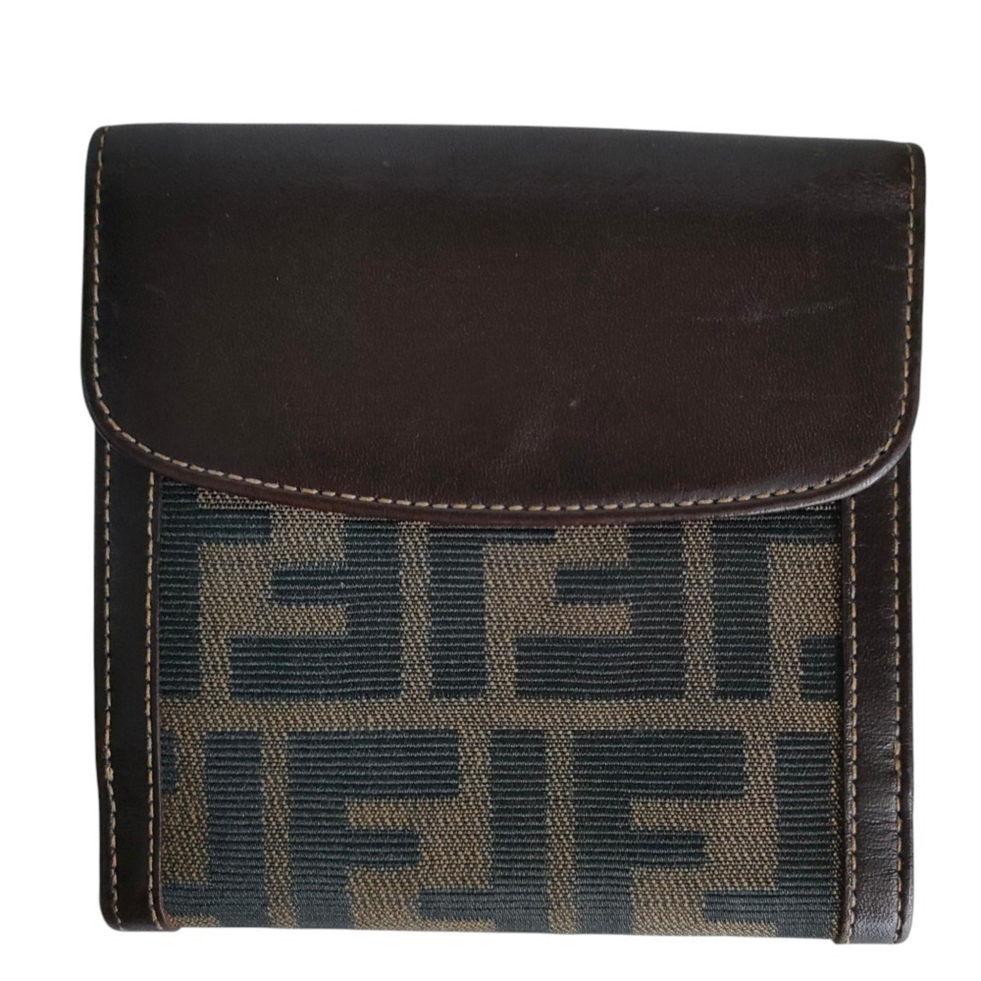 Fendi Zucca Brown Canvas Leather Wallet (Bi-Fold) (Pre-Owned)