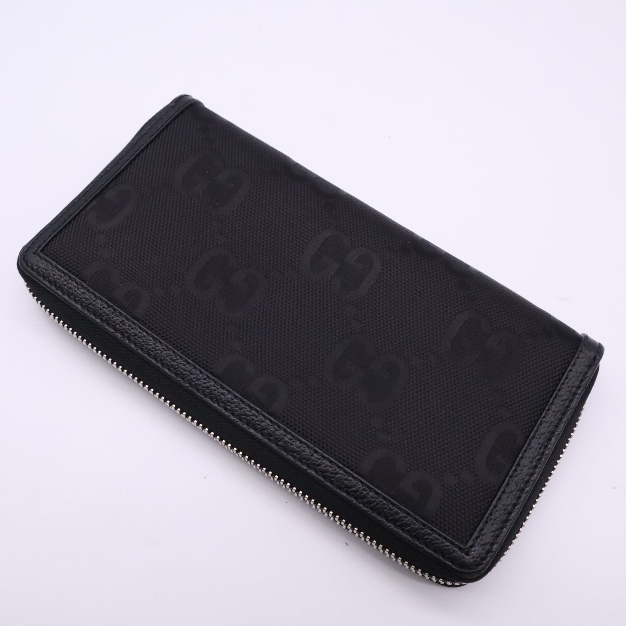 Gucci Gold Black Canvas Leather Long Wallet (Bi-Fold) (Pre-Owned)