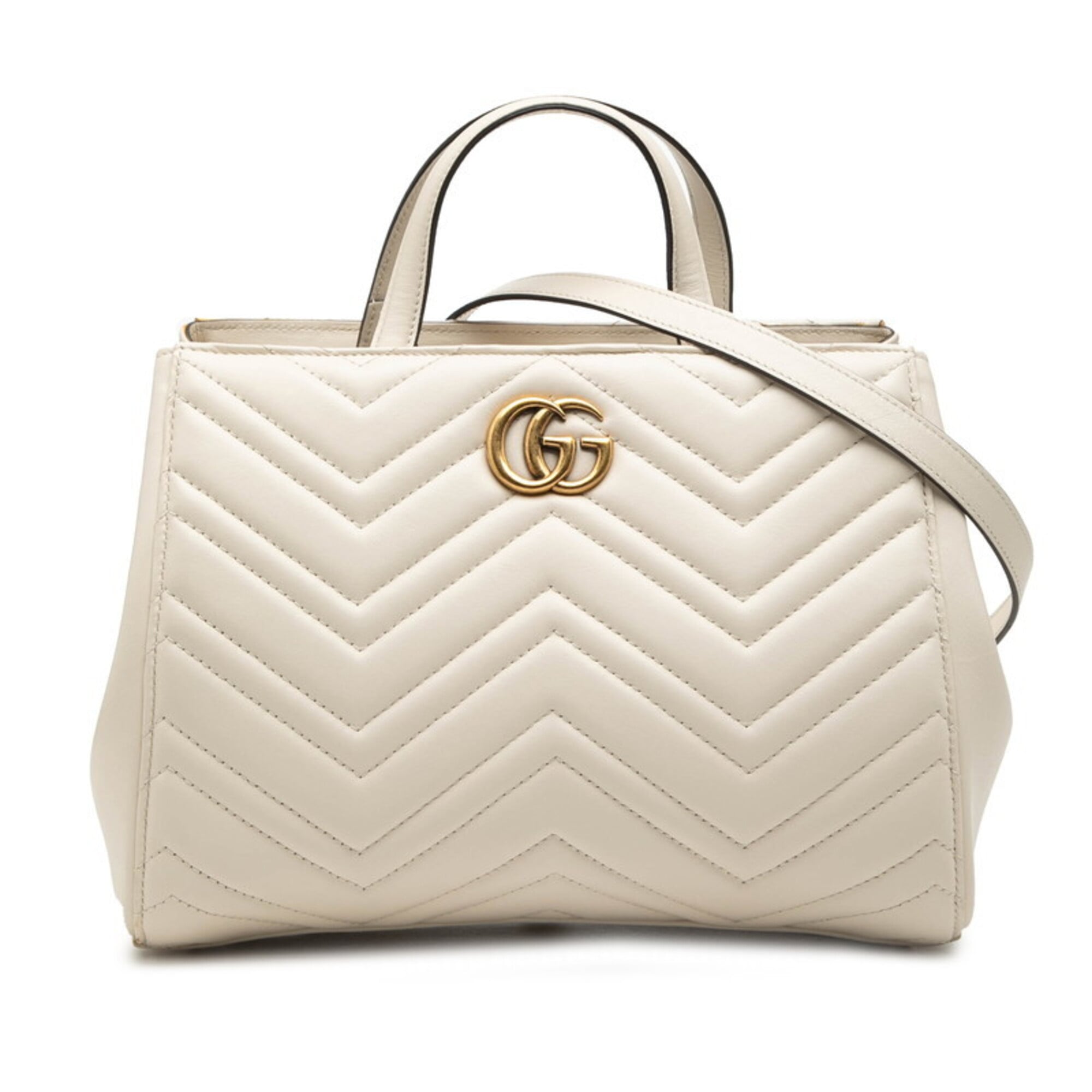 Gucci White Leather Handbag Shoulder Bag (Pre-Owned)