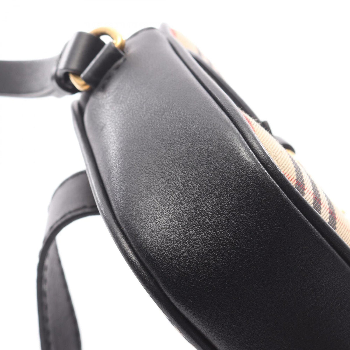 Burberry Beige Black Canvas Leather Fanny Pack Handbag (Pre-Owned)