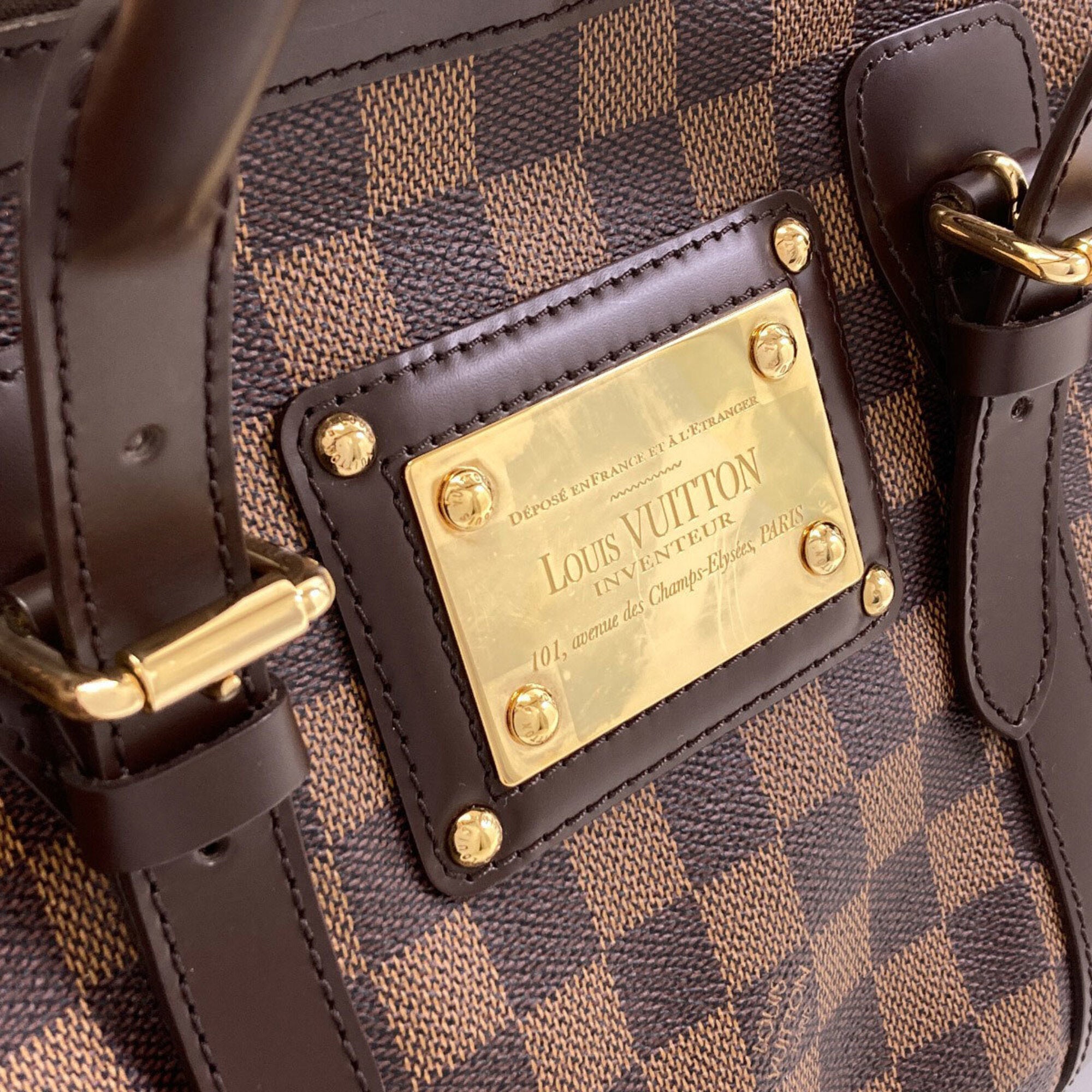 Louis Vuitton Damier Canvas Ebene Damier Canvas Boston Bag (Pre-Owned)