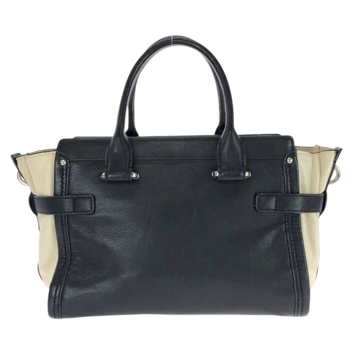 Coach Black White Leather Handbag Shoulder Bag (Pre-Owned)