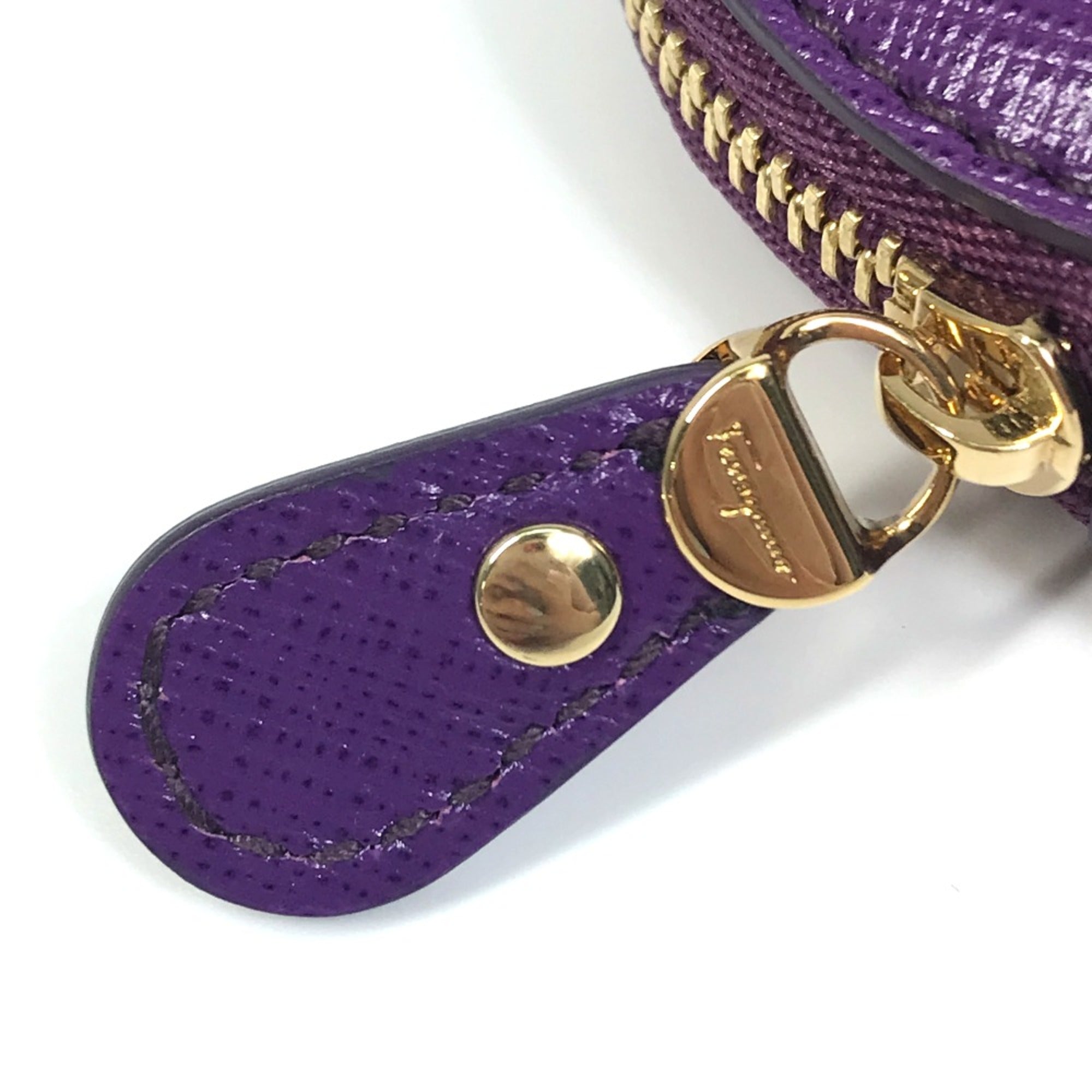 Salvatore Ferragamo Purple Leather Coin Purse/Coin Case (Pre-Owned)