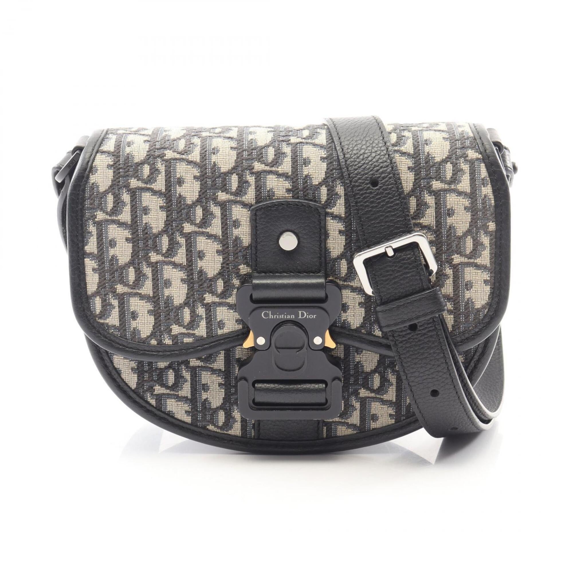 Christian Dior Ivory Navy Canvas Leather Handbag Shoulder Bag (Pre-Owned)