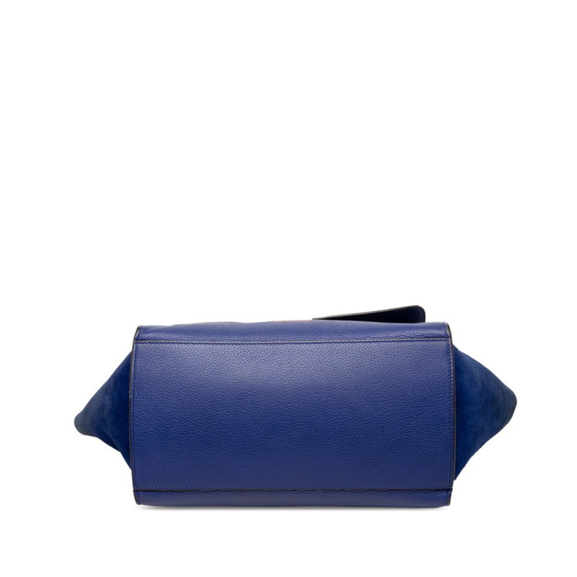 Celine Blue Suede Leather Handbag Shoulder Bag (Pre-Owned)
