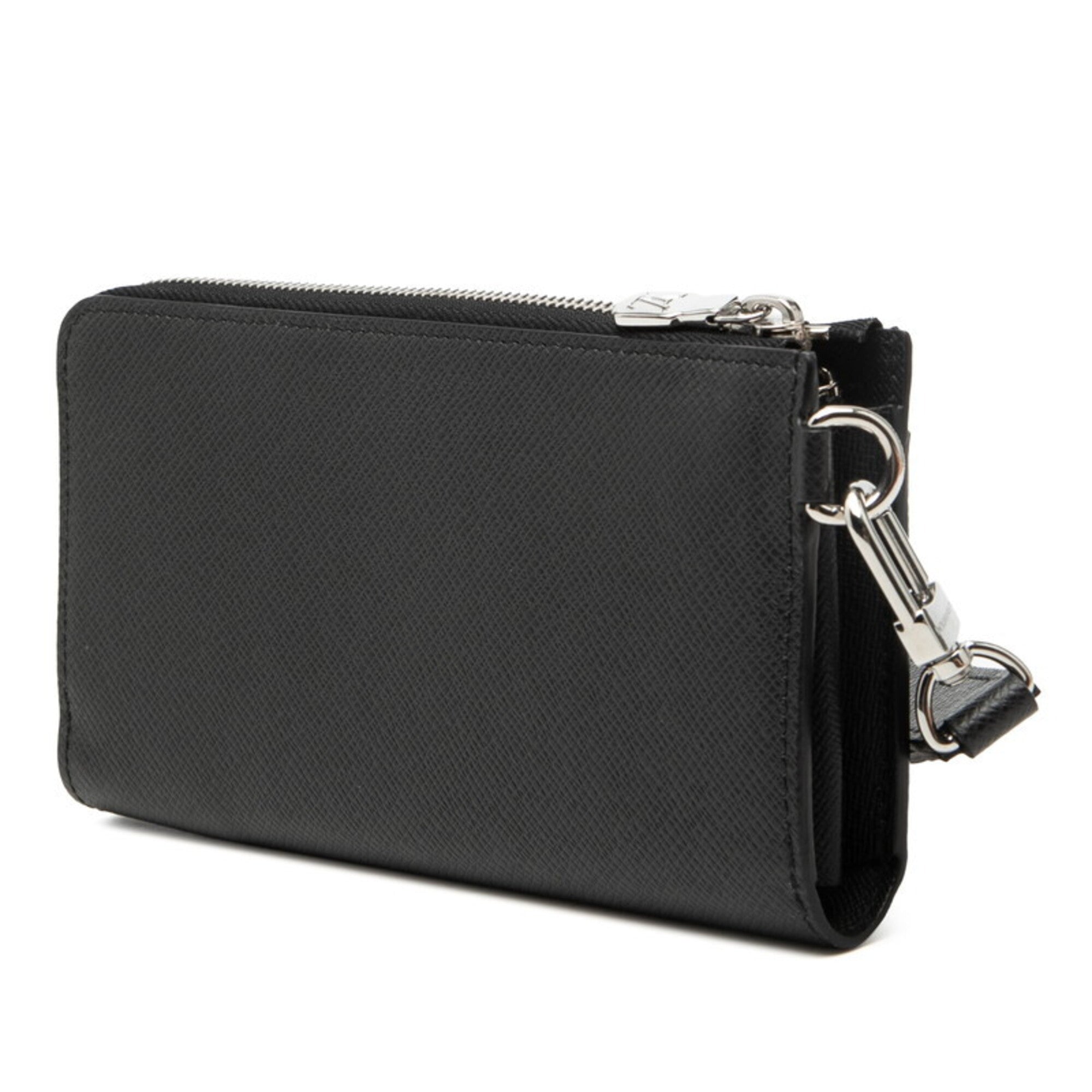 Louis Vuitton Taiga Black Noir Leather Long Wallet (Bi-Fold) (Pre-Owned)