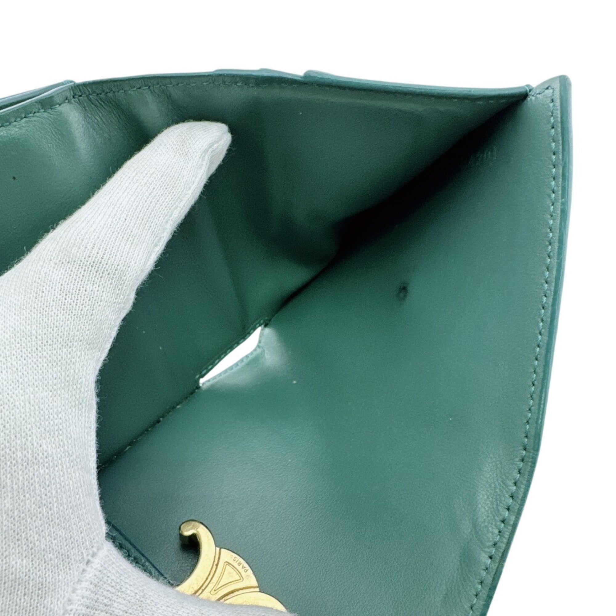 Celine Green Leather Wallet (Tri-Fold) (Pre-Owned)
