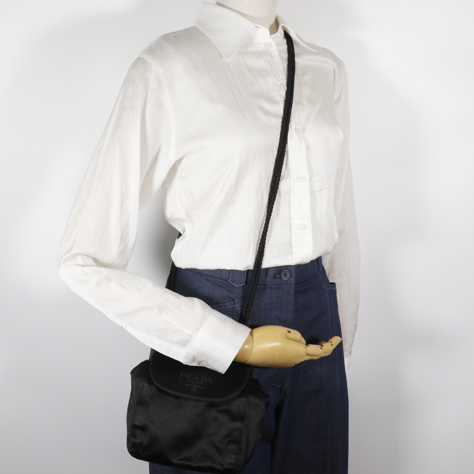 Prada Black Satin Shoulder Bag (Pre-Owned)