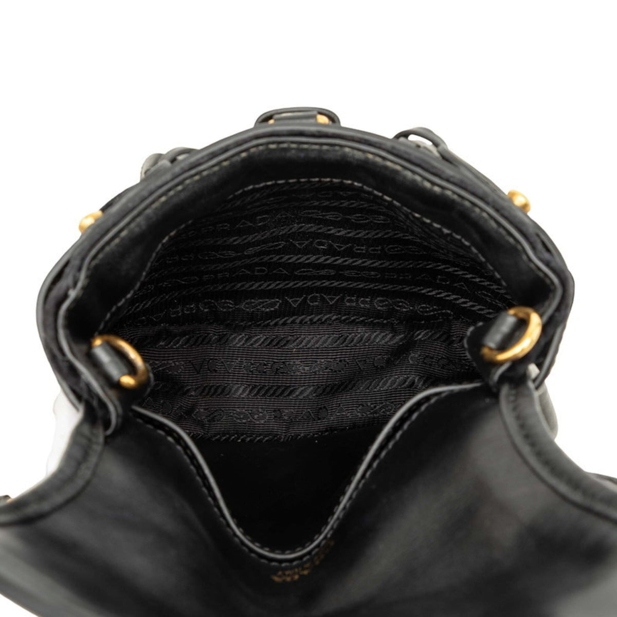 Prada Black Gold Leather Shoulder Bag (Pre-Owned)