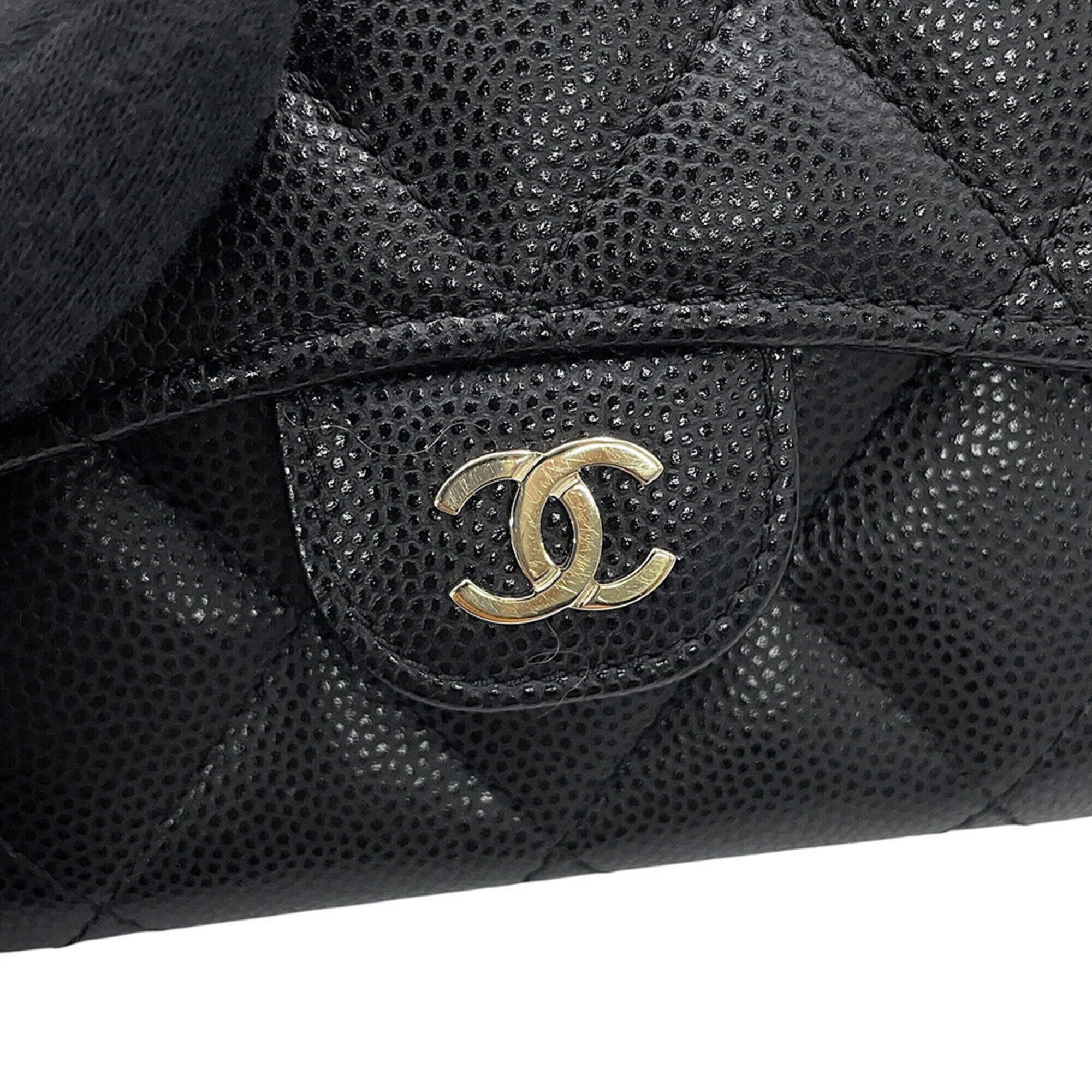 Chanel Matelasse Black Grained Calfskin Chain/Shoulder Wallet (Pre-Owned)