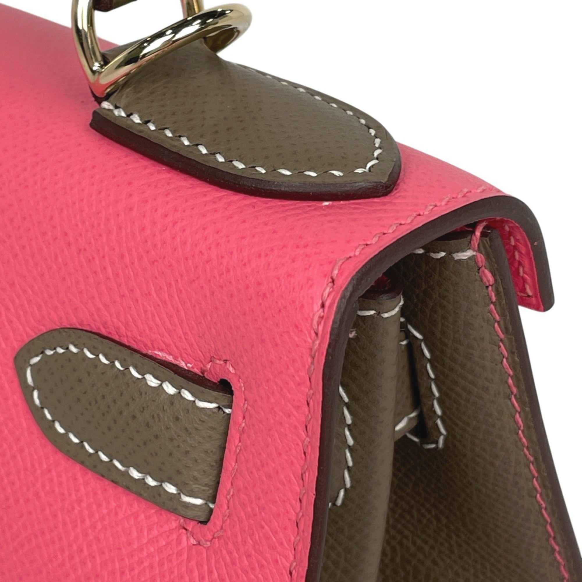 Hermes Kelly Etoupe Gray Rose Azalee Epsom Leather Handbag Shoulder Bag (Pre-Owned)