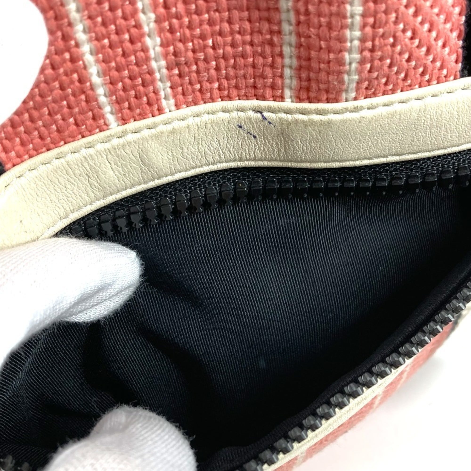 Chanel Black Pink White Canvas Leather Shoulder Bag Tote Bag (Pre-Owned)