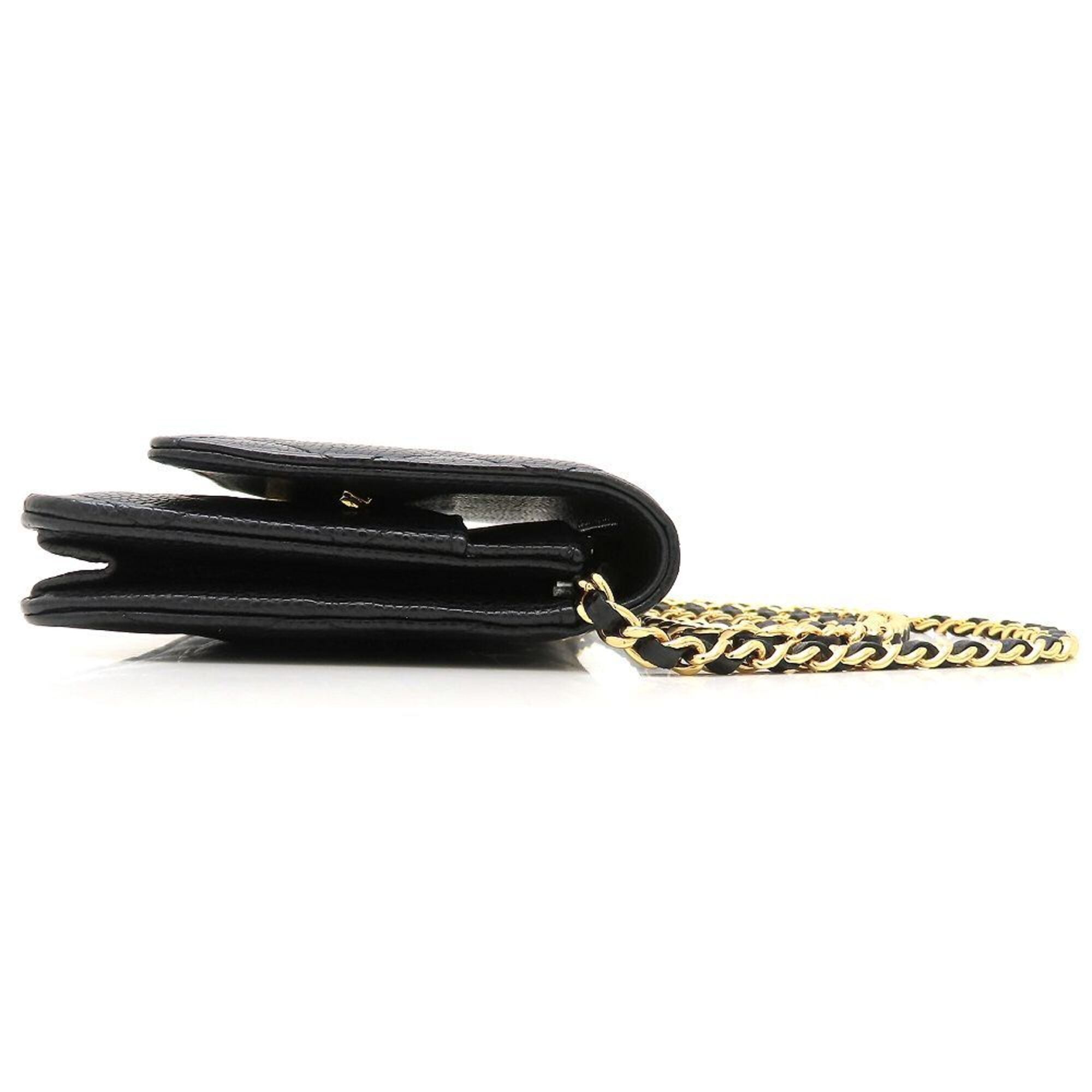 Chanel Black Grained Calfskin Chain/Shoulder Wallet (Pre-Owned)