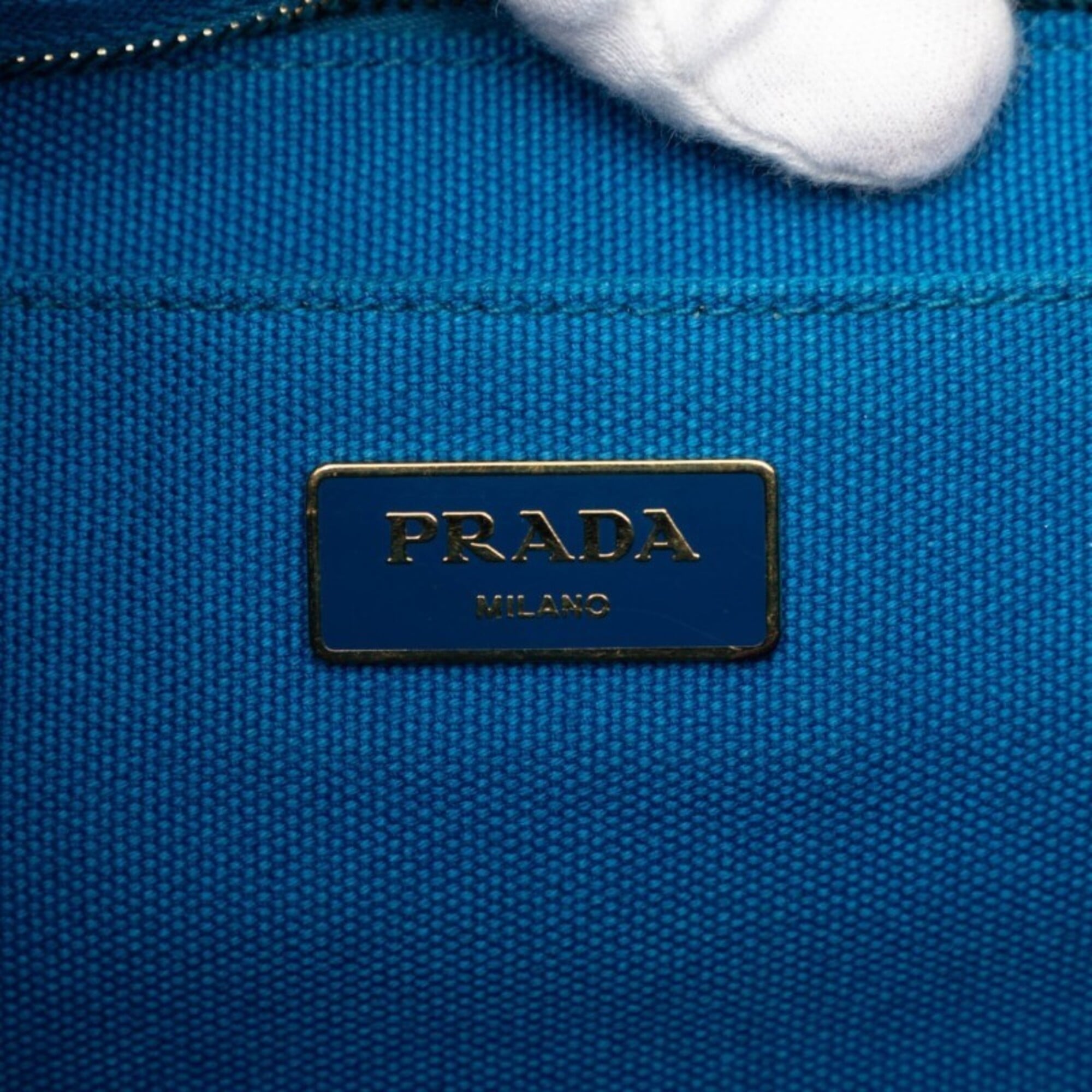 Prada Blue Canvas Handbag Shoulder Bag (Pre-Owned)