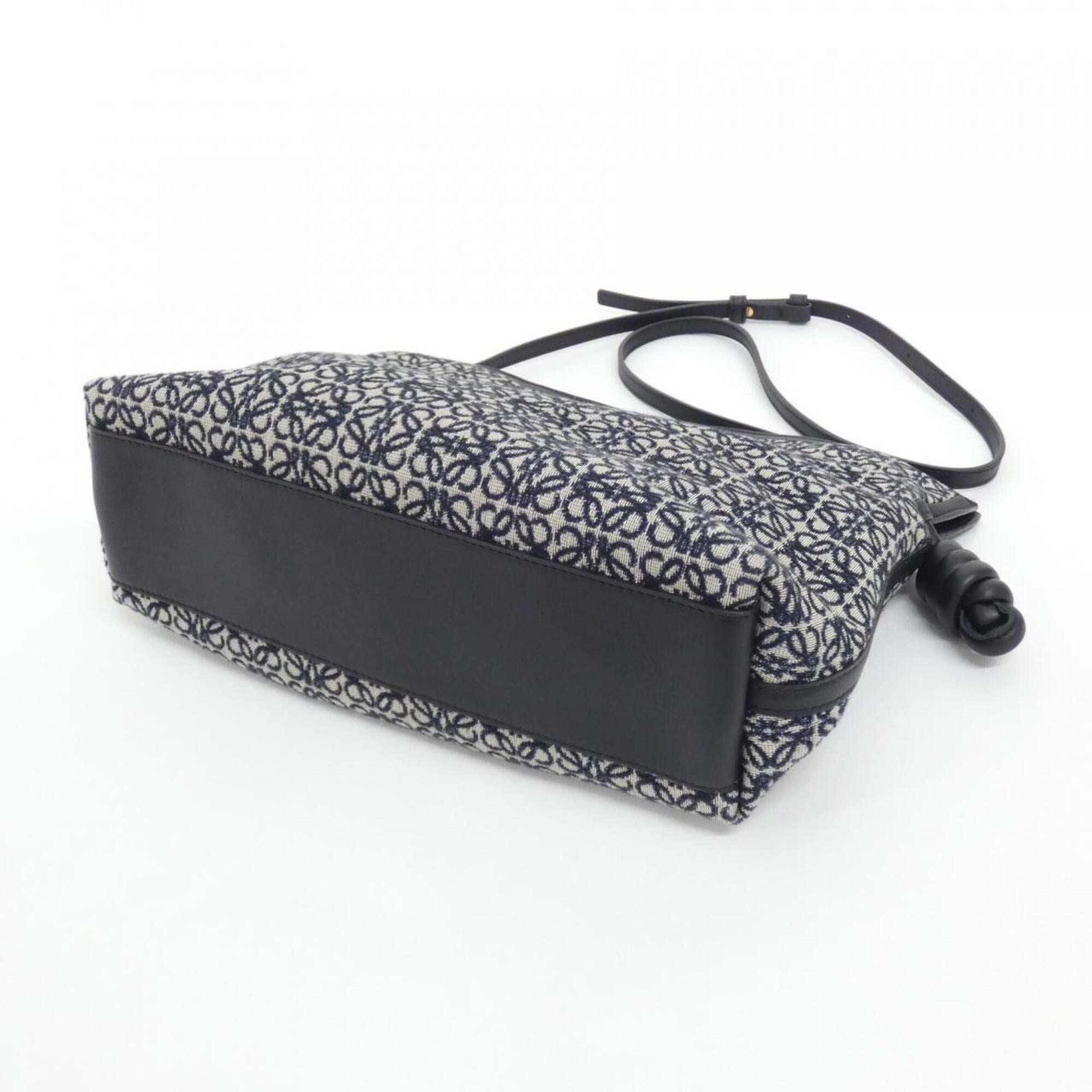 Loewe Black Navy Canvas Leather Handbag (Pre-Owned)