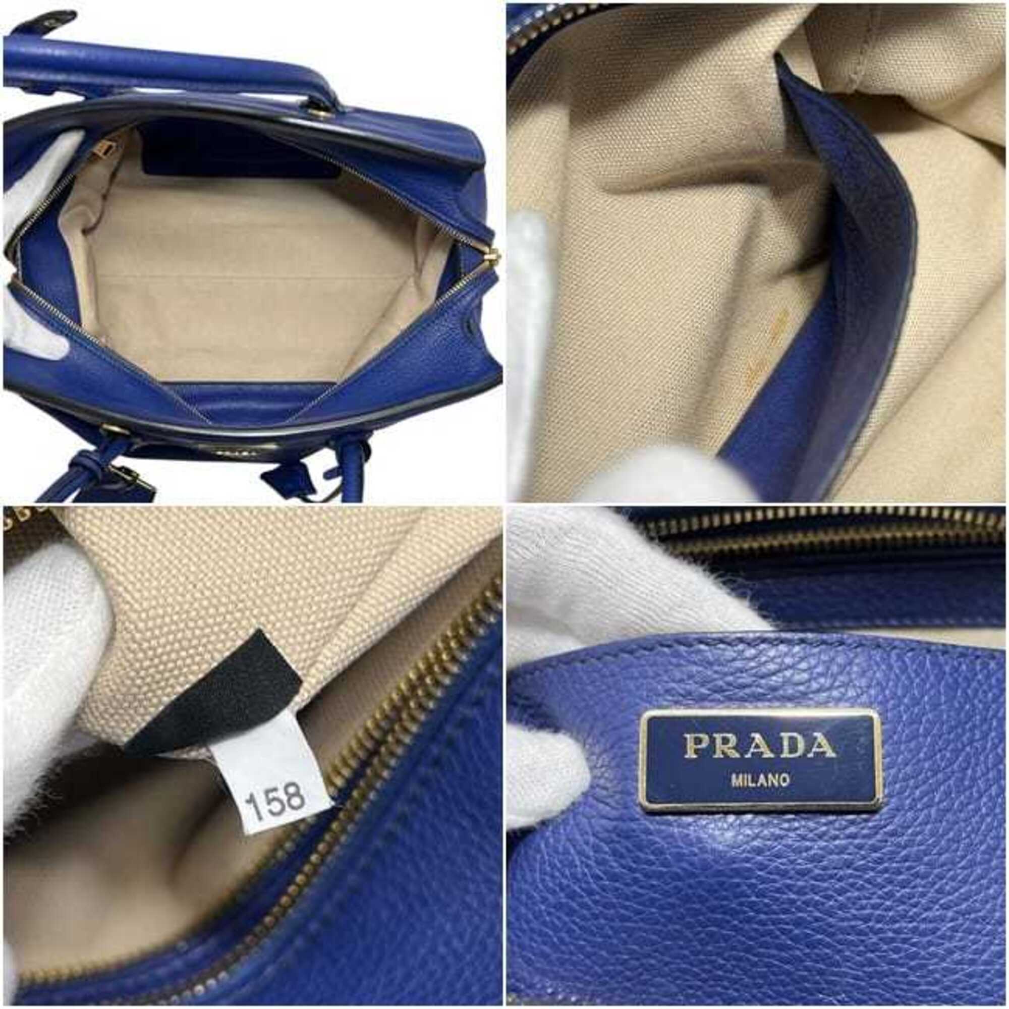 Prada Blue Leather Tote Bag (Pre-Owned)