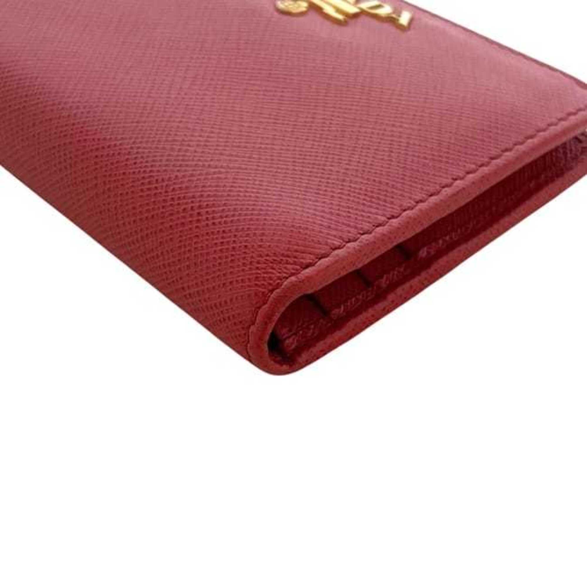 Prada Saffiano Red Color Saffiano Wallet (Bi-Fold) (Pre-Owned)