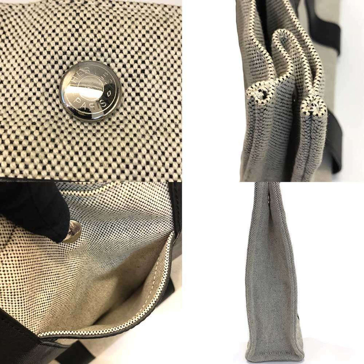 Hermes Negonda Leather Toile H Handbag (Pre-Owned)