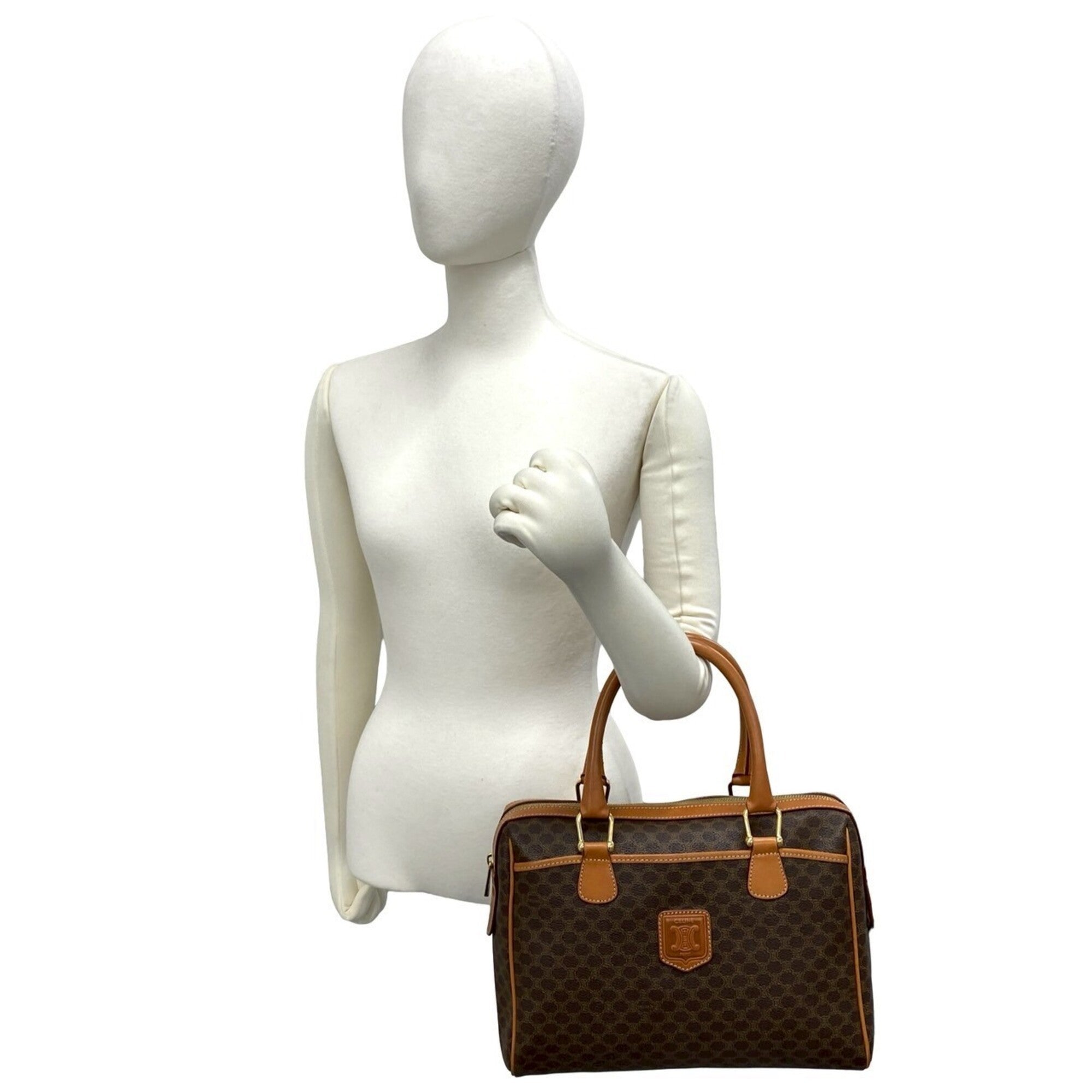 Celine Brown Pvc Leather Boston Bag Handbag (Pre-Owned)