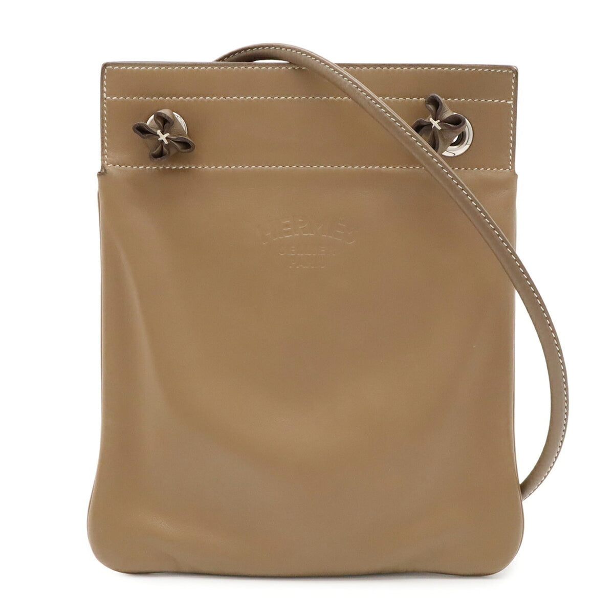 Hermes Etoupe Gray Swift Leather Pochette Shoulder Bag (Pre-Owned)