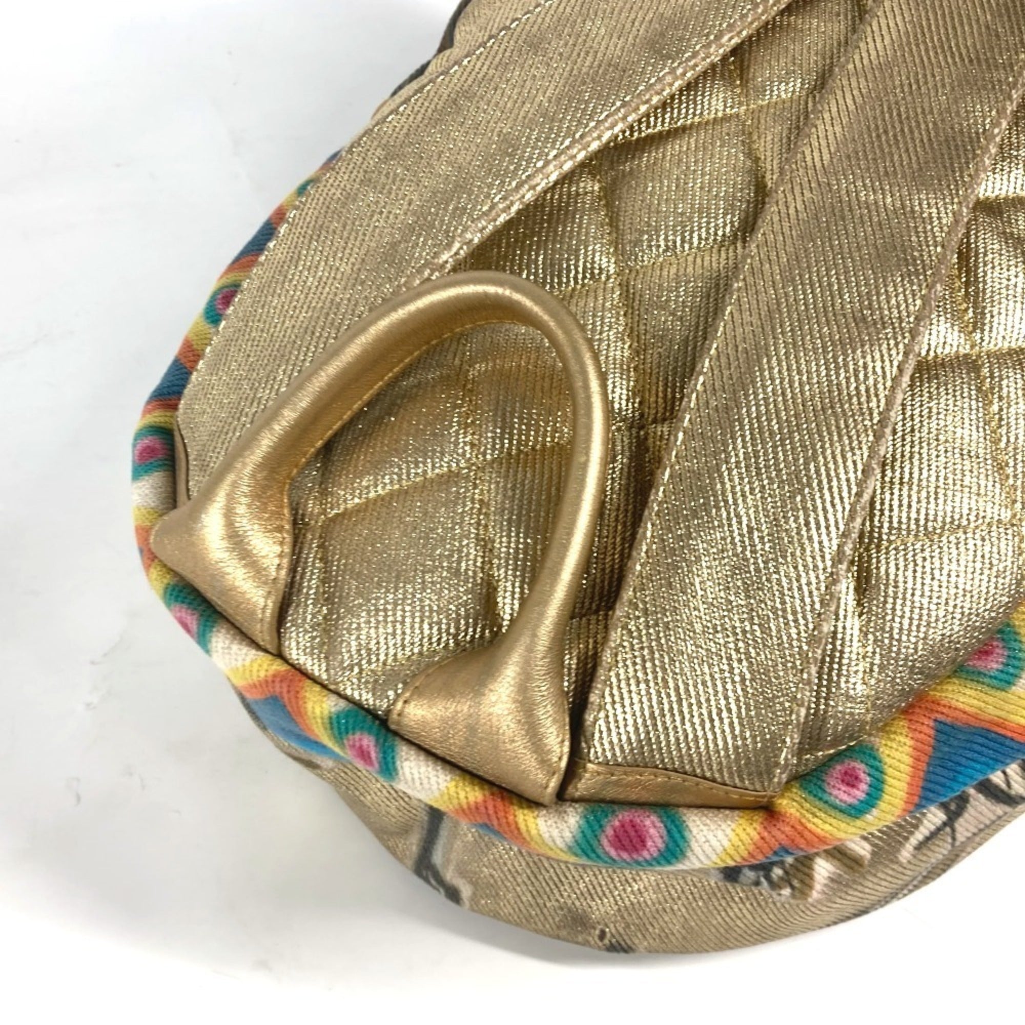 Chanel Gold Leather Canvas Backpack (Pre-Owned)