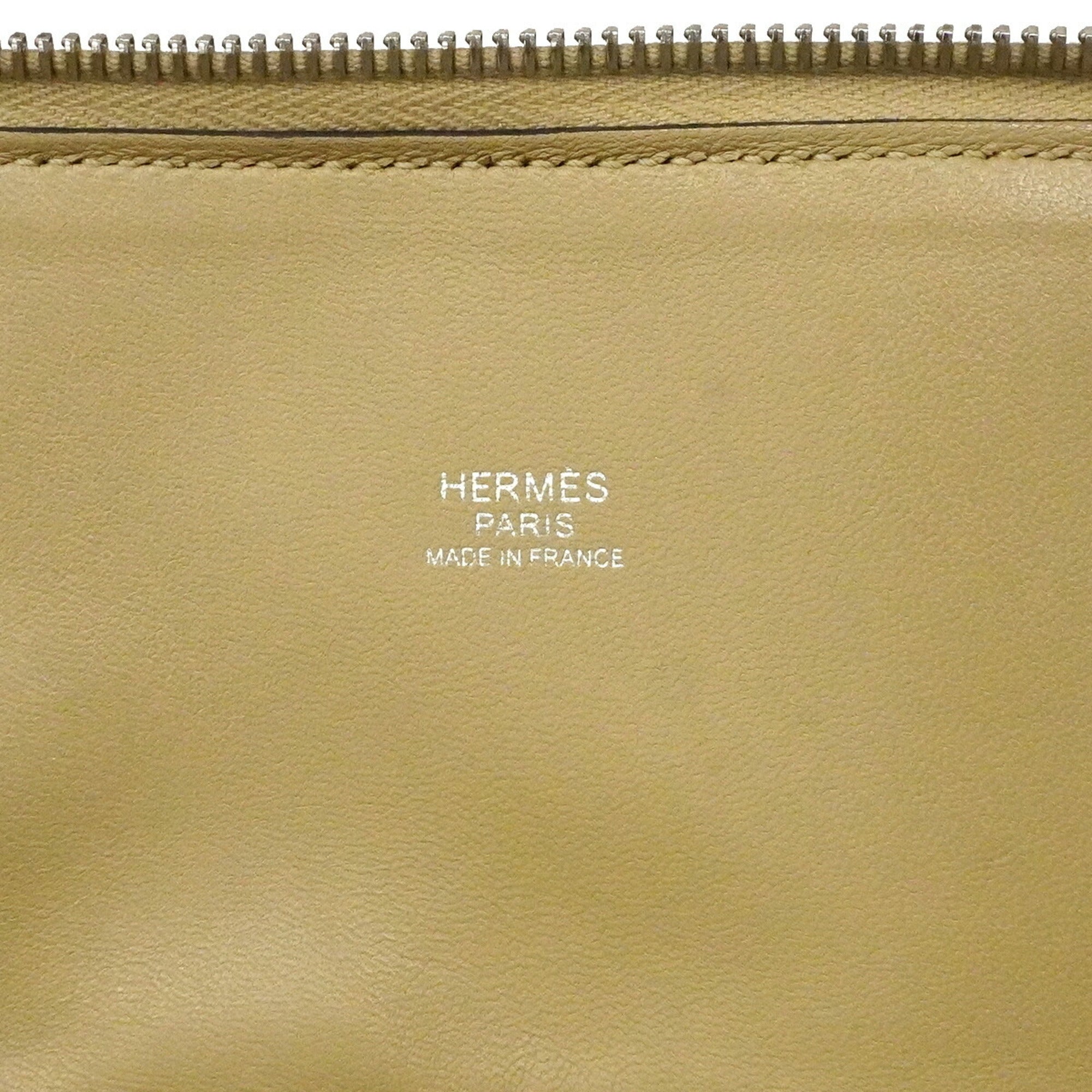 Hermes Beige Taurillon Clemence Leather Handbag (Pre-Owned)
