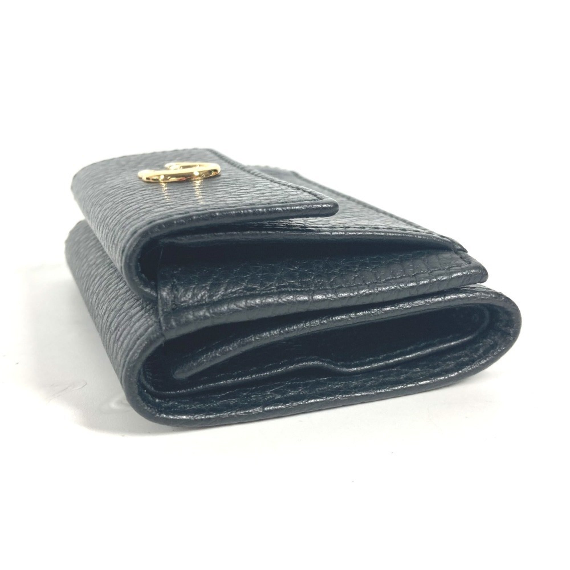 Gucci Gold Black Leather Wallet (Tri-Fold) (Pre-Owned)