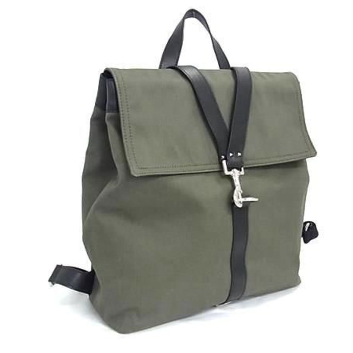 Valentino Garavani Black Green Khaki Canvas Backpack (Pre-Owned)
