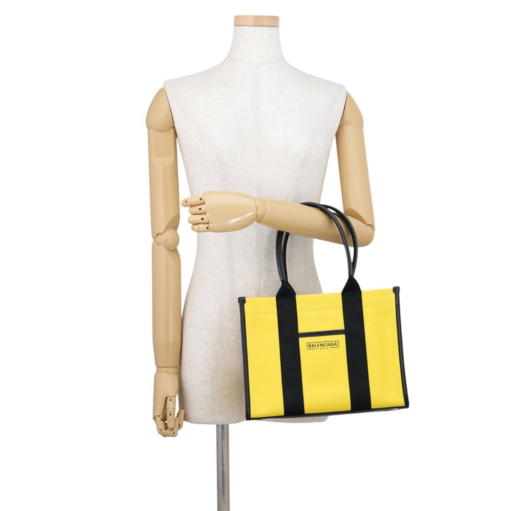 Balenciaga Black Yellow Canvas Leather Handbag (Pre-Owned)