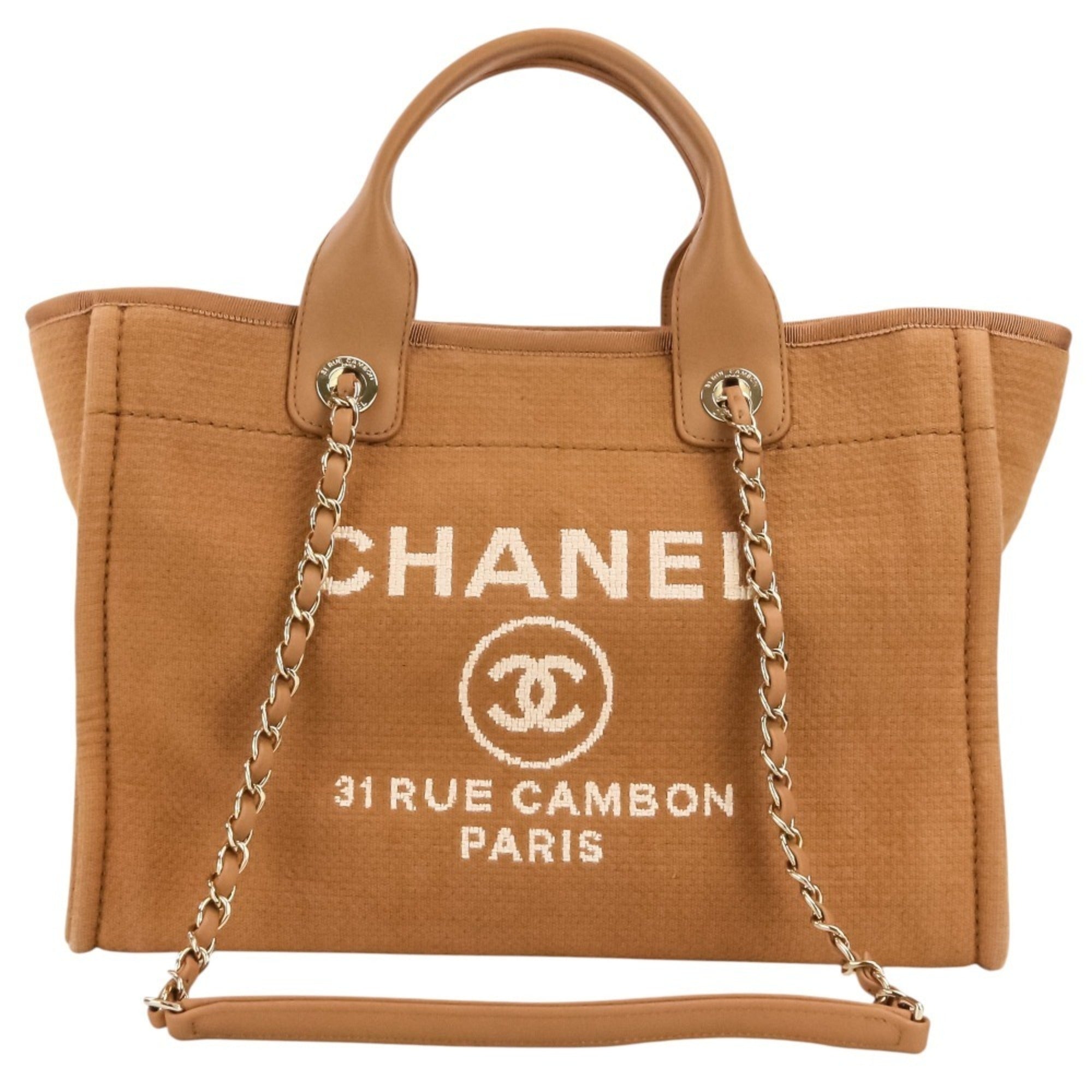 Chanel Pink Beige Fabric Handbag Pouch Shoulder Bag Tote Bag (Pre-Owned)