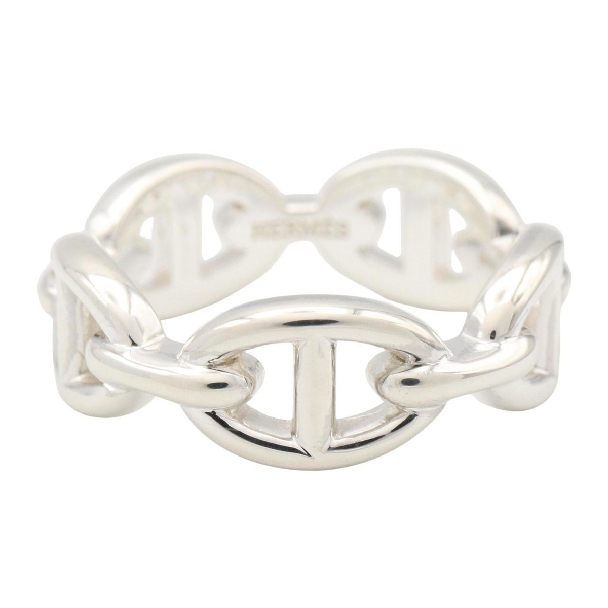 Hermes Silver Silver 925 Band Ring (Pre-Owned)