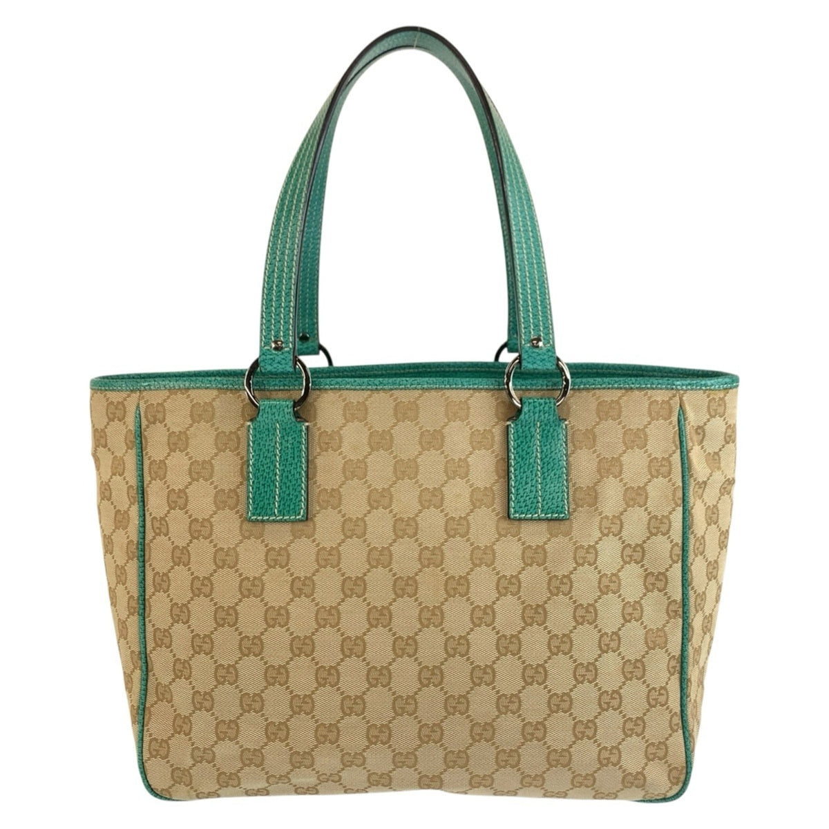 Gucci Gg Canvas Beige Green Gg Canvas Shoulder Bag Tote Bag (Pre-Owned)