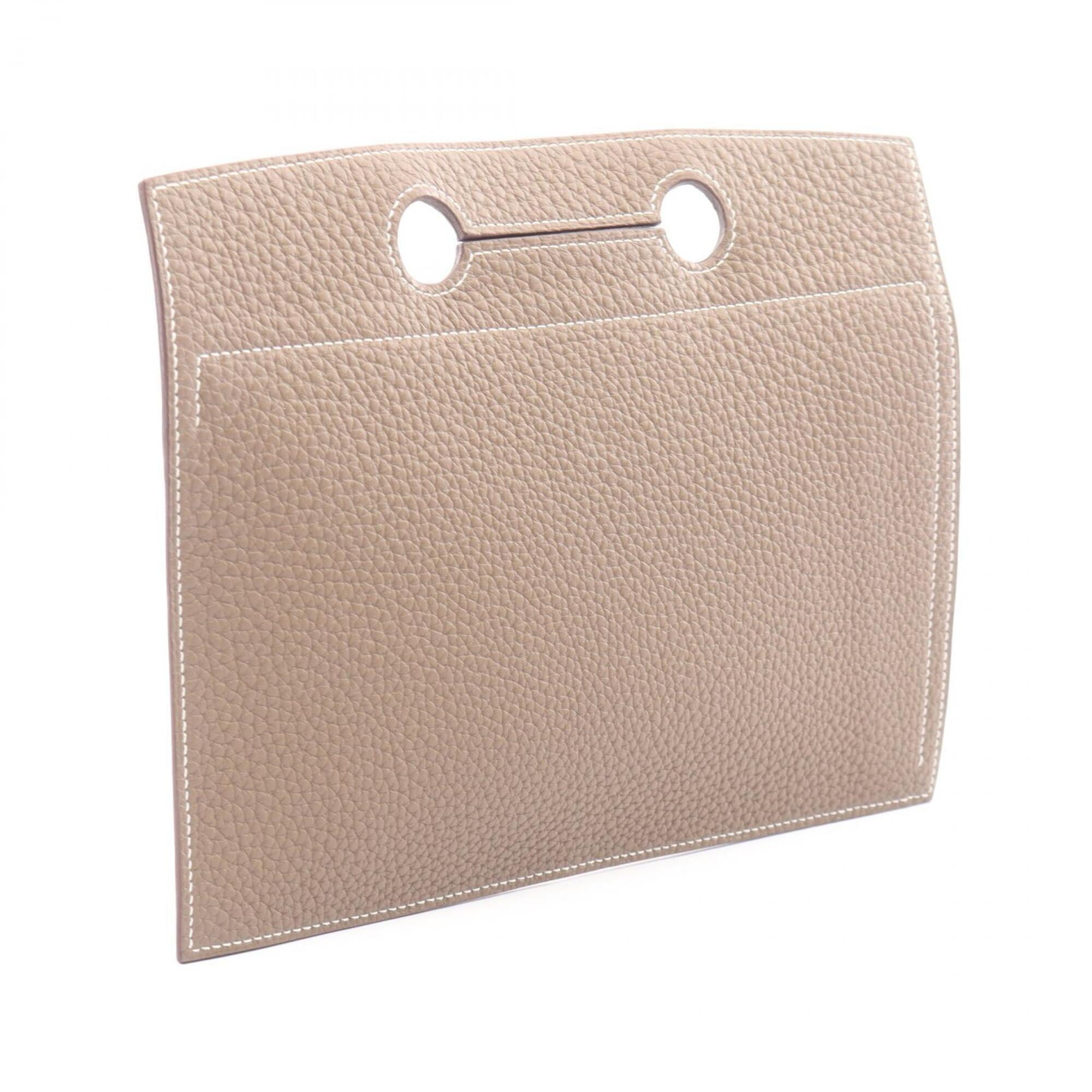 Hermes Etoupe Gray Gray Togo Leather Leather Handbag Pouch (Pre-Owned)